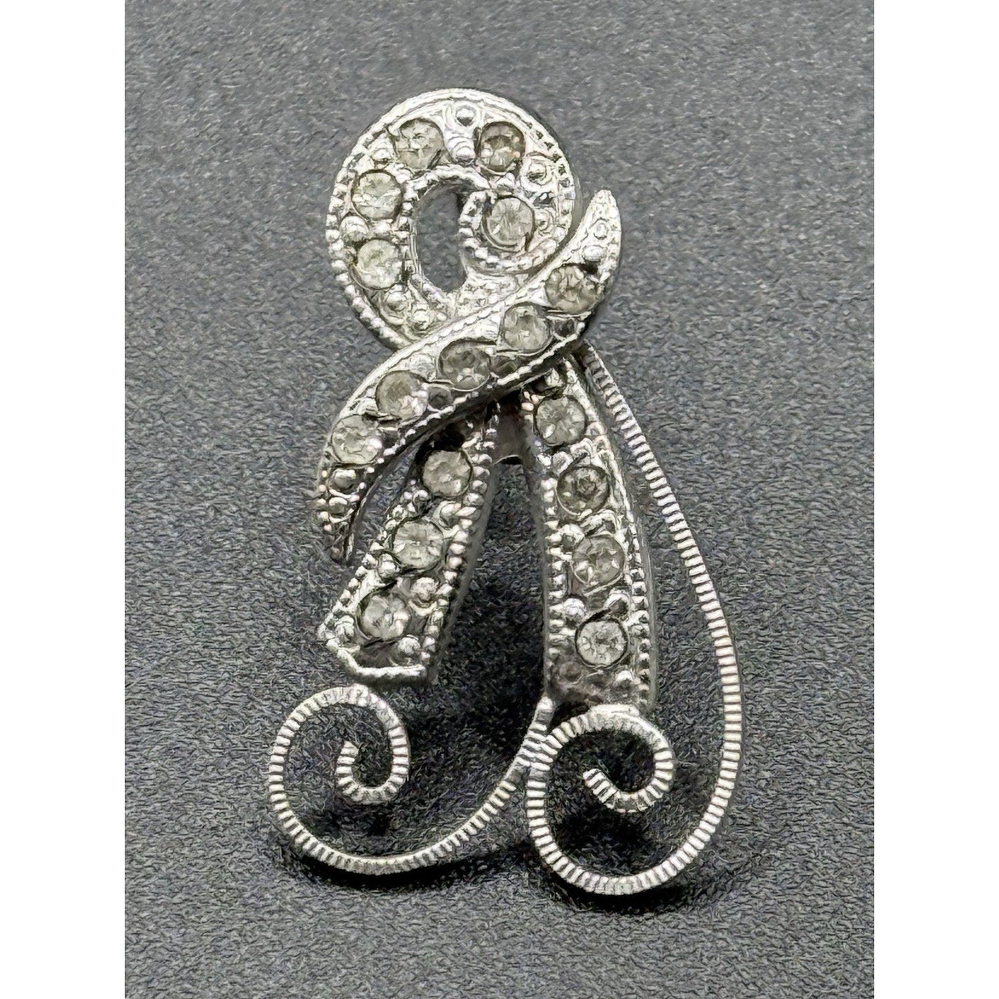 Antique Sterling Silver Rhinestone Dangle Earrings Screw Backs N13