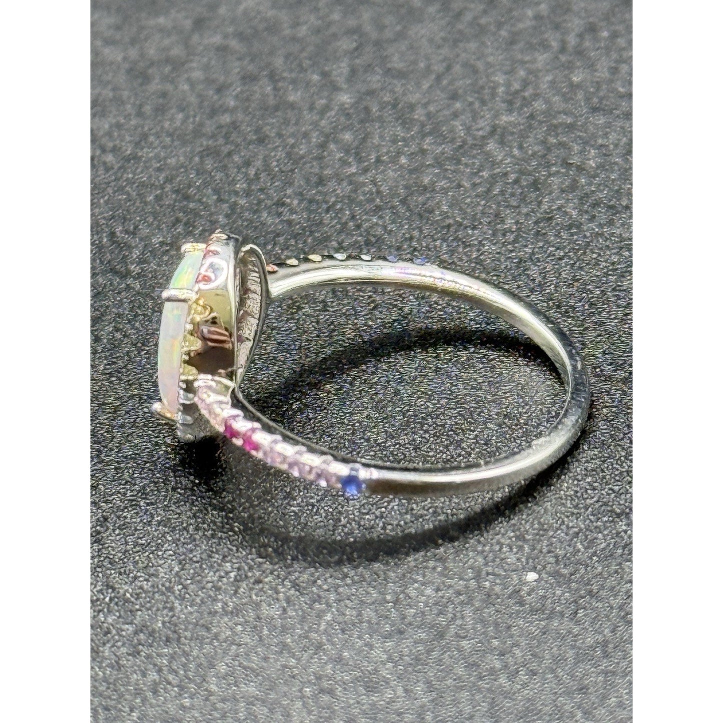 New Condition Lab Opal Rainbow Cubic Zirconia Ring Size 7.00