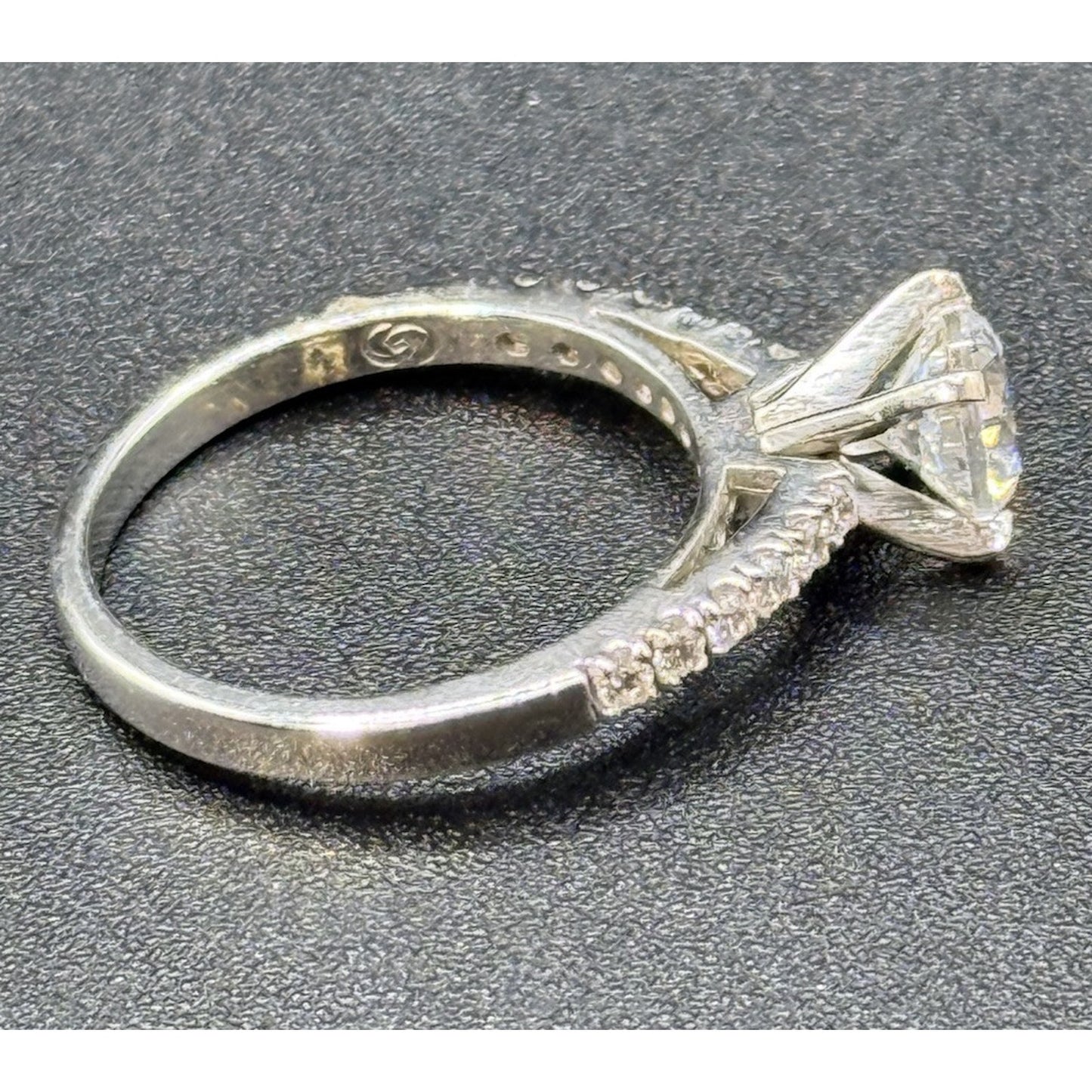 EUC Sterling Silver Cubic Zirconia Engagement Ring Size 6.50 P5