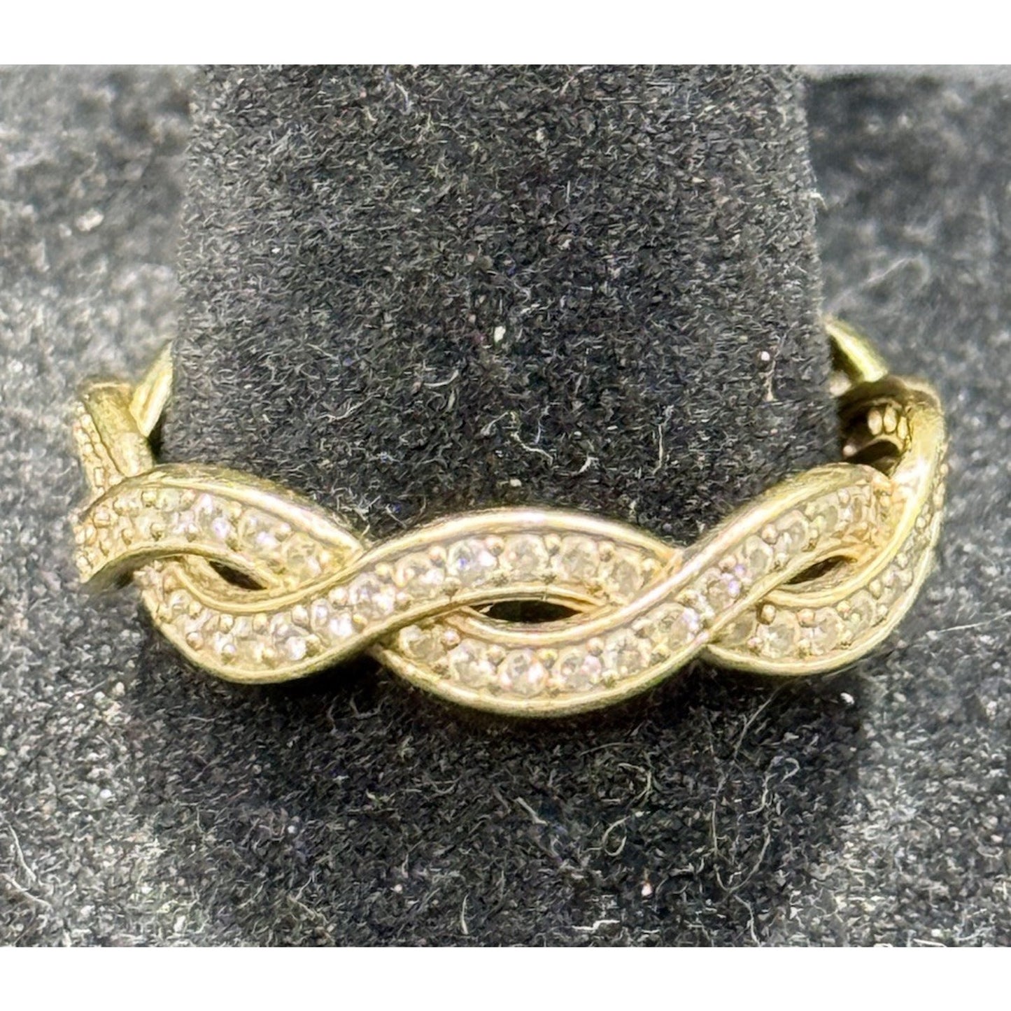 Gold Sterling Silver Cubic Zirconia Twist Ring Size 9.75 Q23