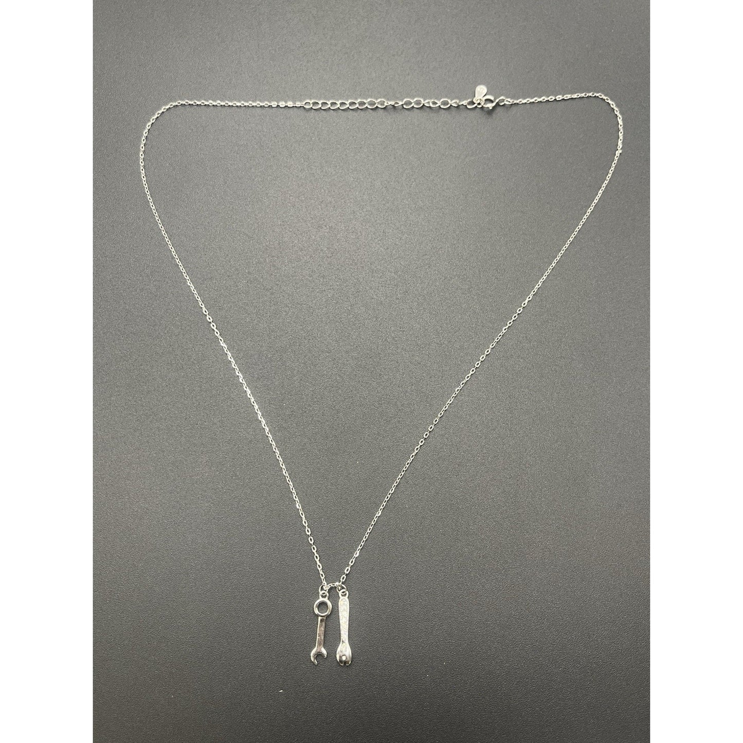New Condition Sterling Silver Wrench Spanner Tool Pendant Necklace W11