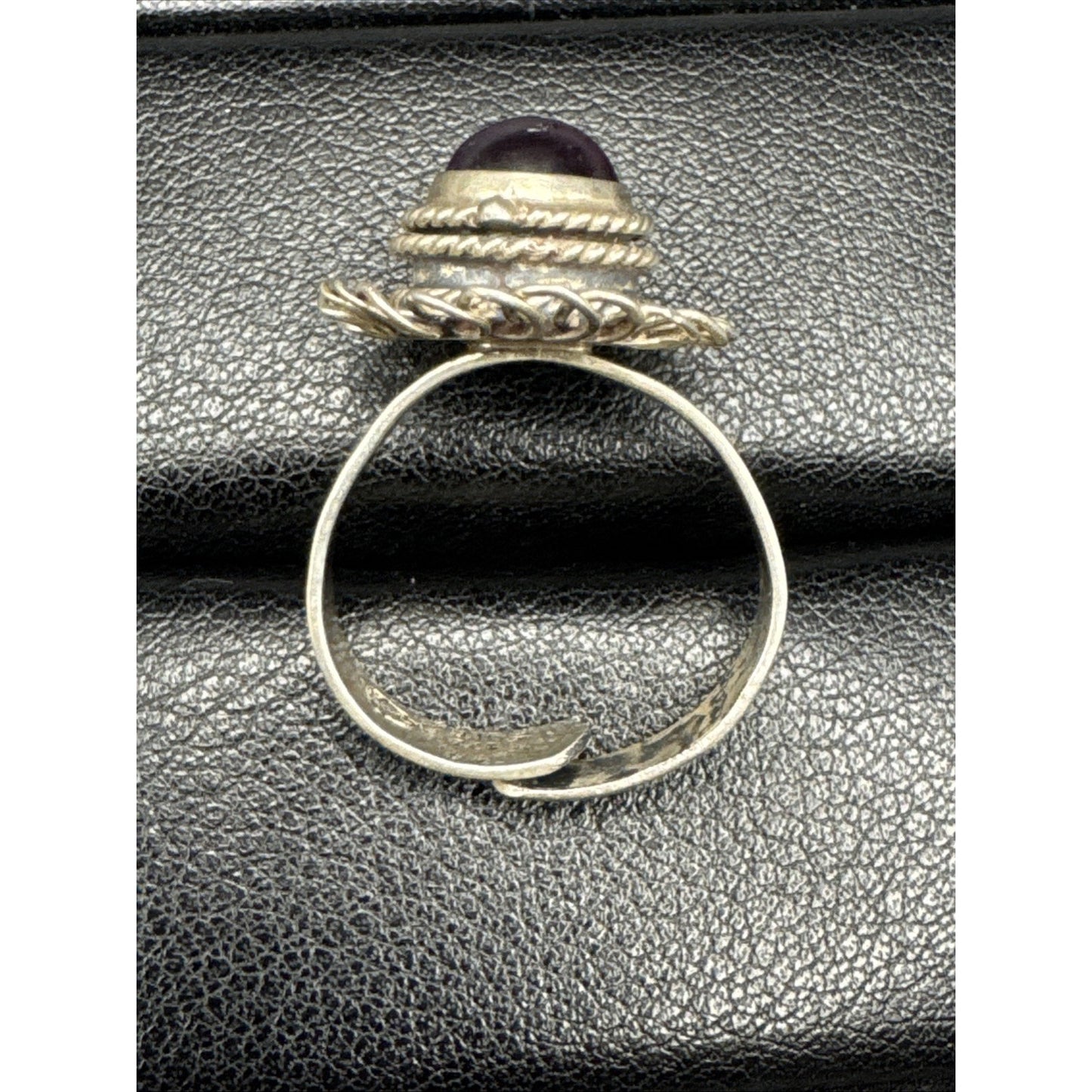 Taxco Sterling Silver Amethyst Poison Ring Size 7 Adjustable U13
