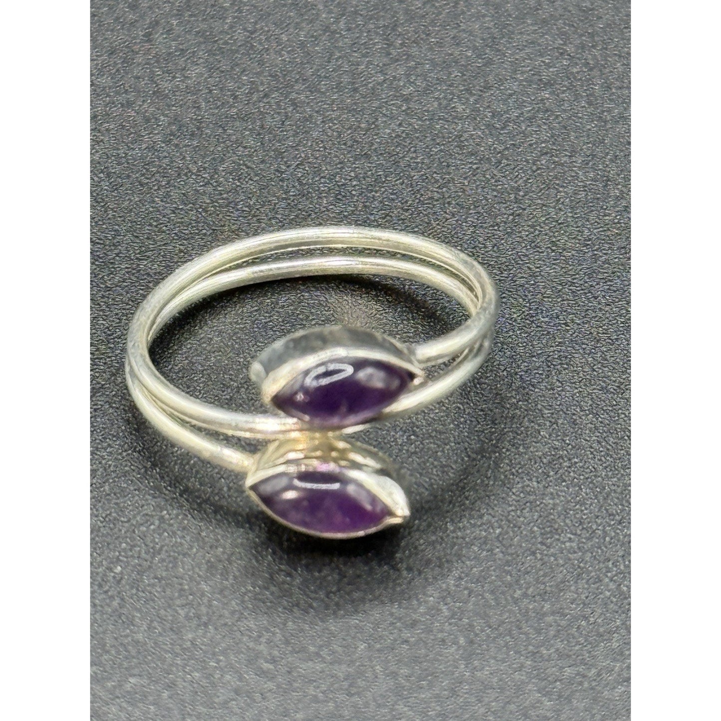 New Condition Sterling Silver Bypass Genuine Amethyst Ring Size 9.00 925 P19