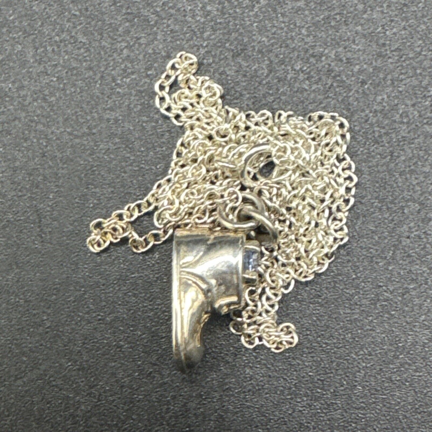 20” Sterling Silver Blue Gemstone Baby Booty Pendant Necklace 925 N1