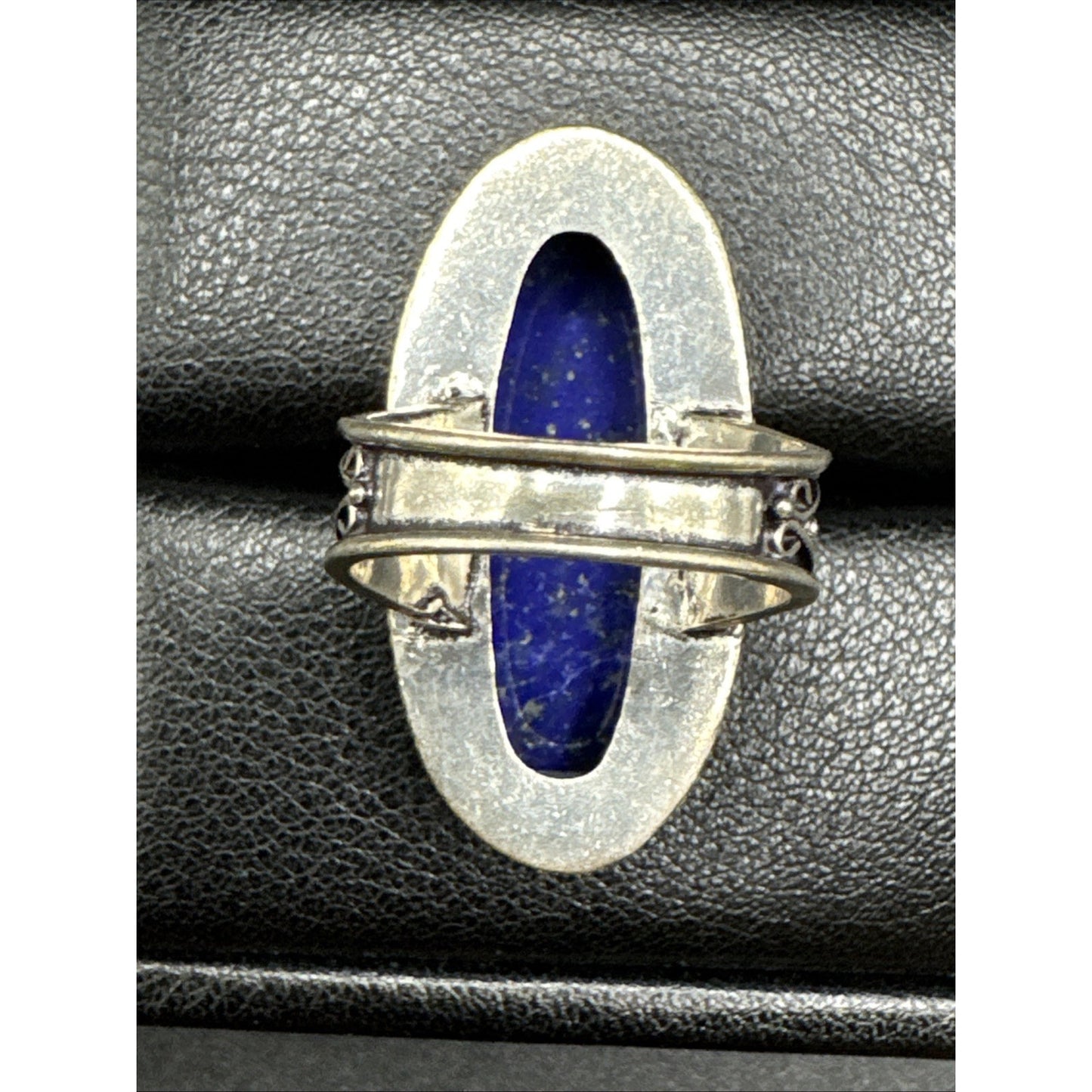 Sterling Silver Lapis Long Ring 15g 28x35mm 925 Size 7.5 T9