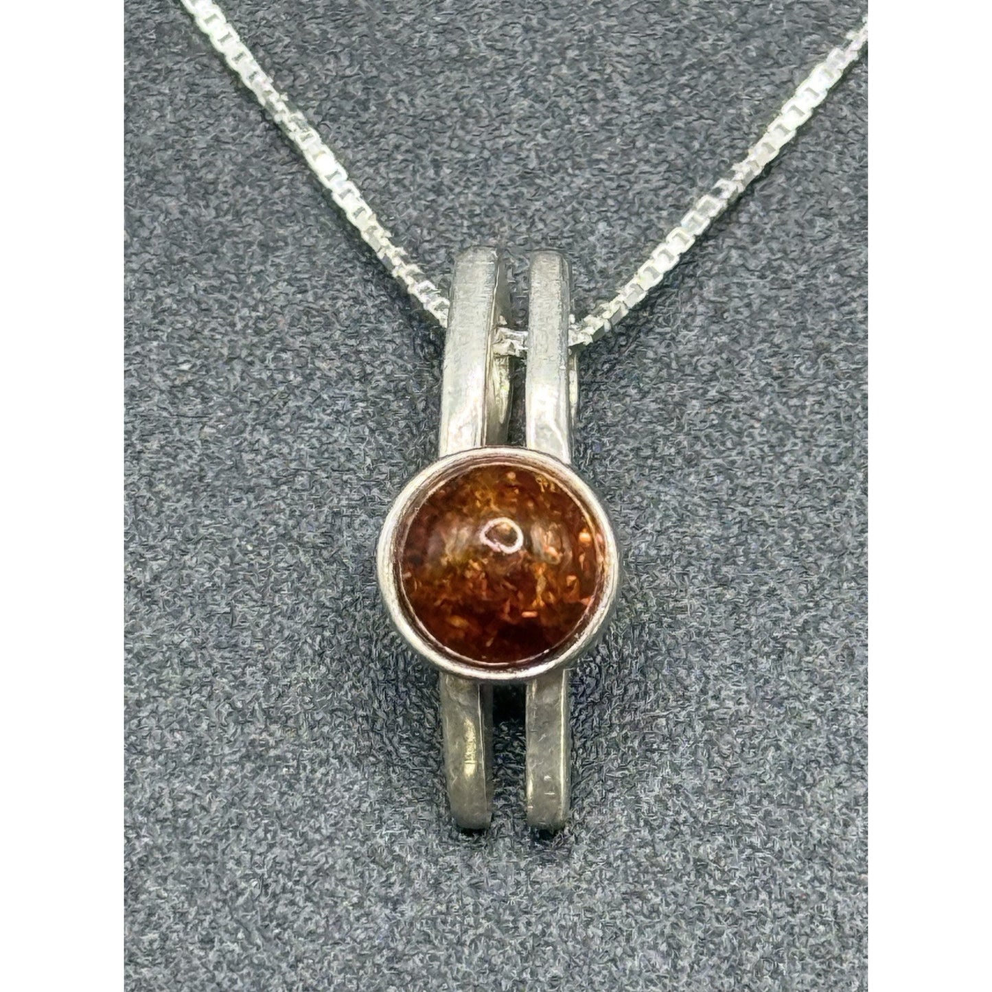 18” Sterling Silver Genuine Amber Dainty Pendant Necklace 925 P3