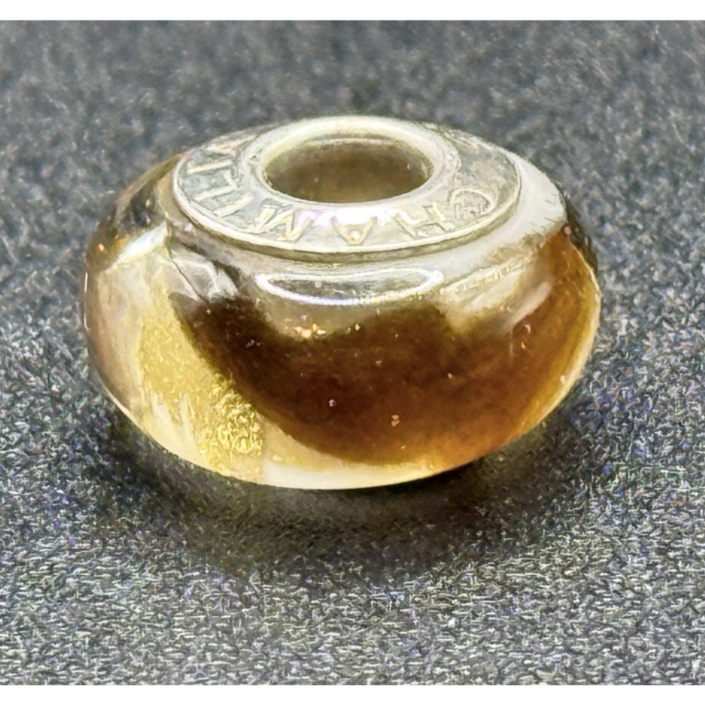 Camilia Sterling Silver Shimmering Gold & White Murano Glass Charm P19