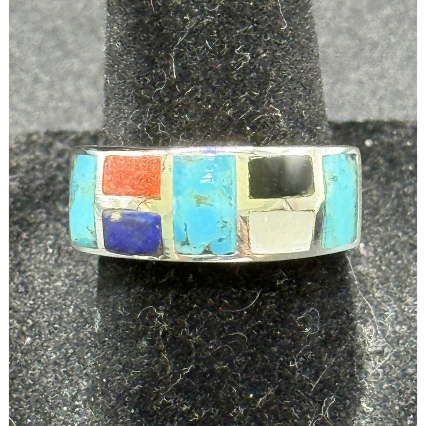 New Condition Sterling Silver MultiGemstone Ring Size 7.00 Turquoise