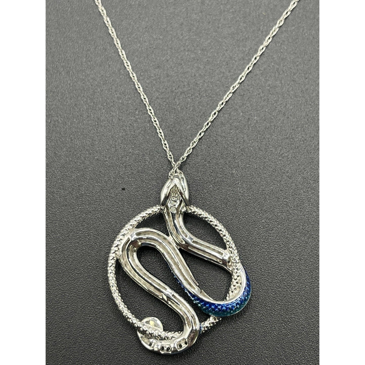 18" New Condition White Sapphire Enamel Snake Necklace