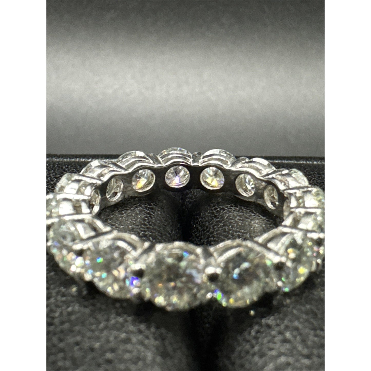 New Condition Sterling Silver Moissanite Eternity Band Ring 925 Size 8.75 GRAR22