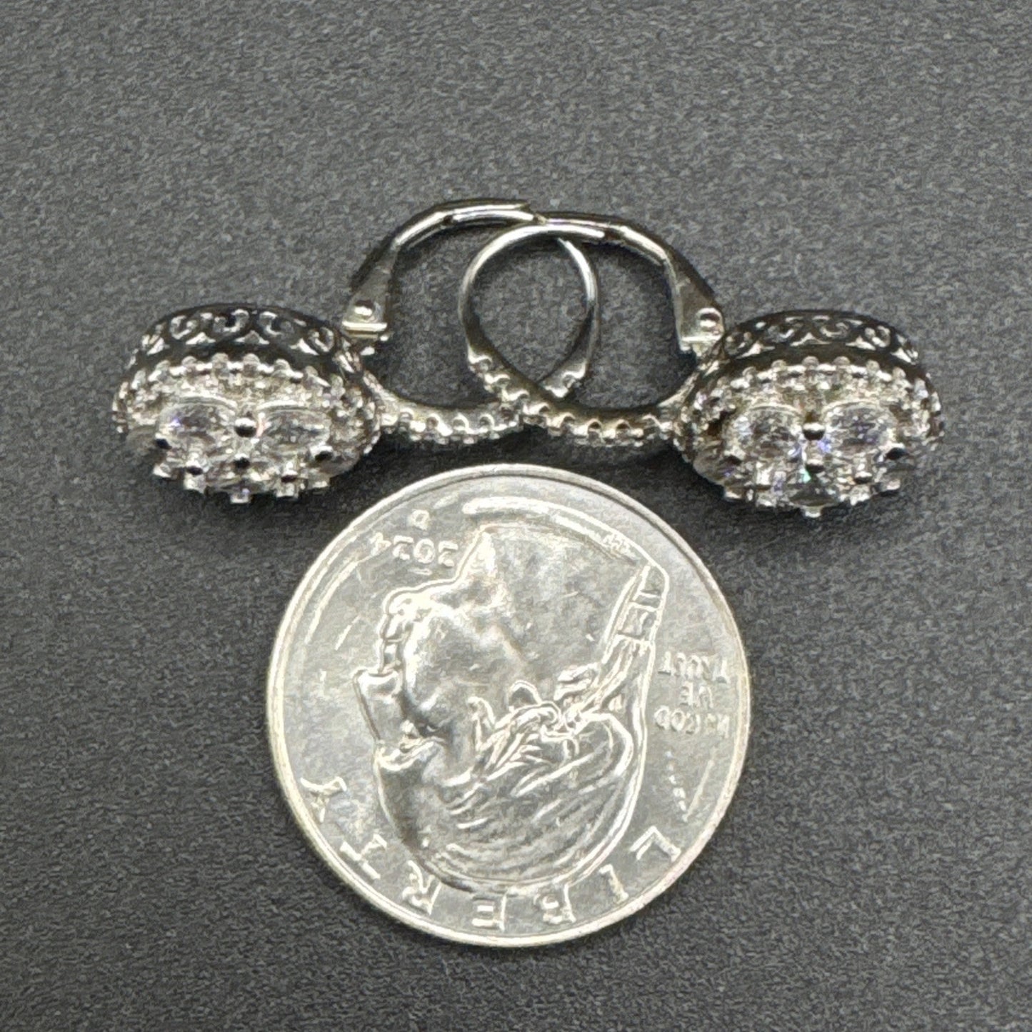 NOS JTV Sterling Silver CZ Drop Earrings 925 N13