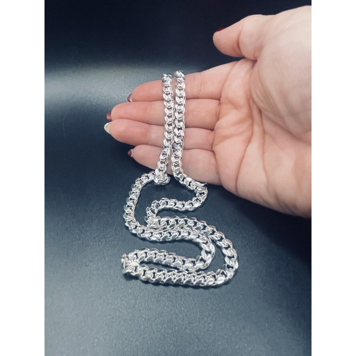 New Condition 20” Sterling Silver 6MM Curb Link Chain Necklace 55 Grams 925 L18