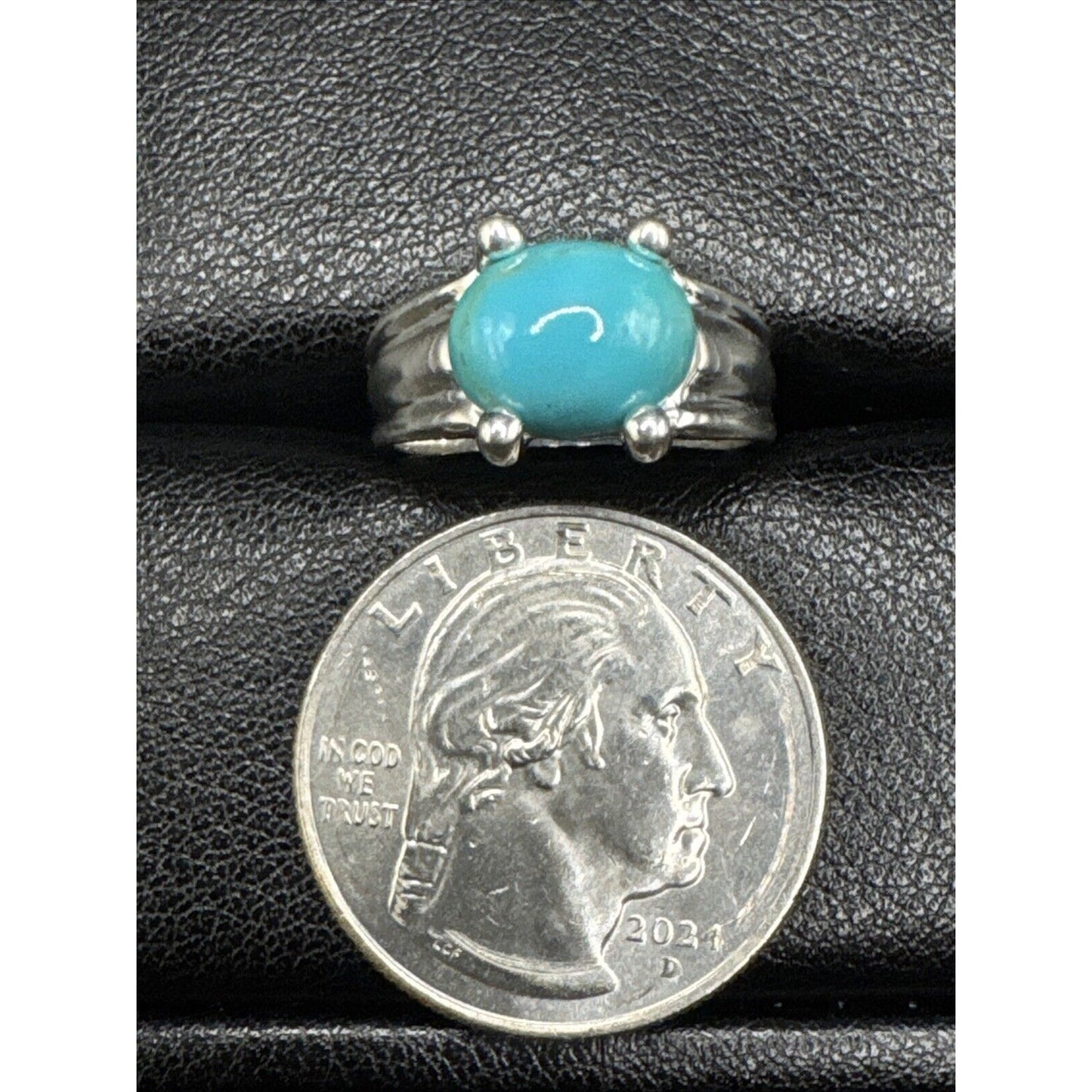 Sterling Silver Turquoise Solitaire Ring 925 Size 6 K30