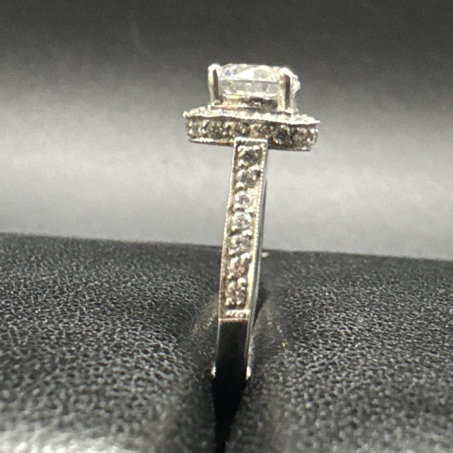 EUC Sterling Silver CZ Cushion Halo Ring 925 Size 6 #4 P2