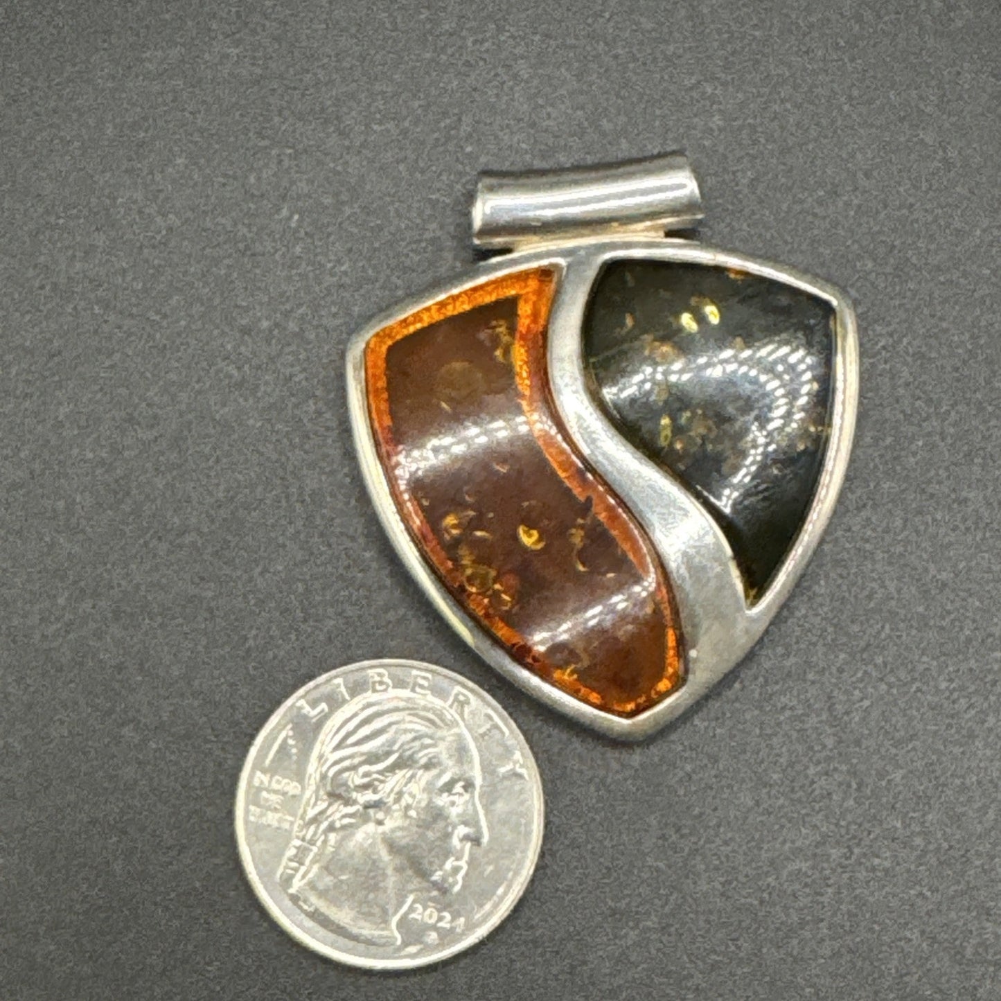 Large Multi Amber Pendant Slider 925 P2