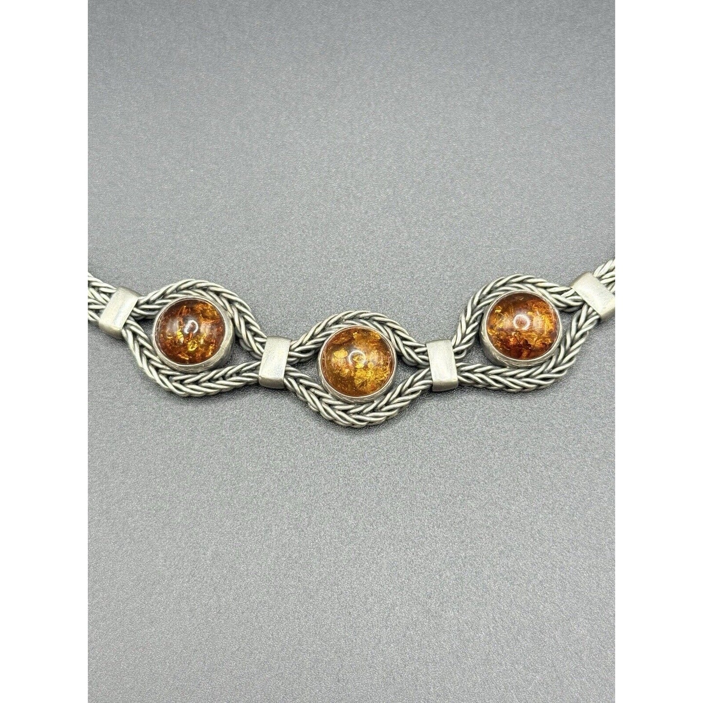 Vintage Sterling Silver Multi Amber Bracelet 38 Grams M10