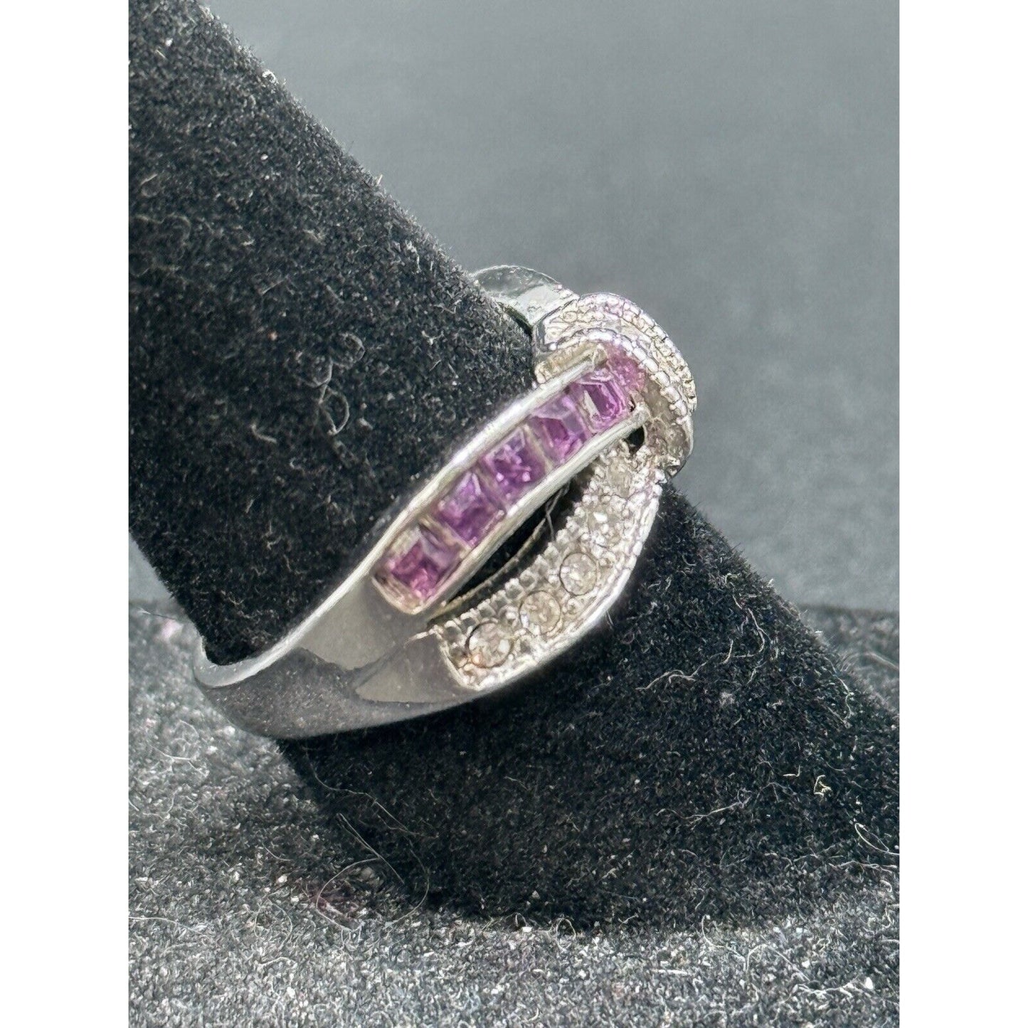 Vintage Sterling Silver Pink Cubic Zirconia Ring Size 6.25 M3