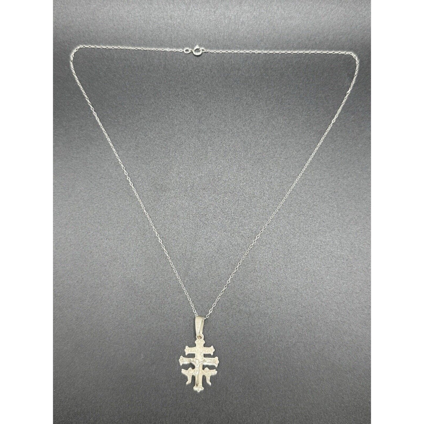 Vintage 18” Sterling Silver Spanish Cross At Caravaca Pendant Necklace M27