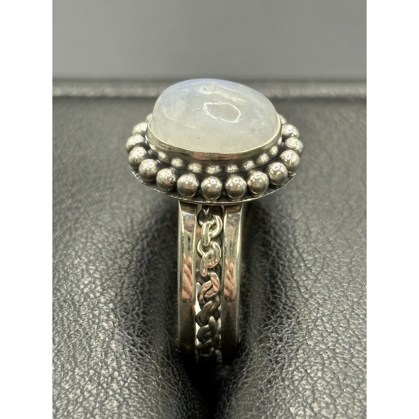 New Condition Sterling Silver Moonstone Ring Braid Size 7