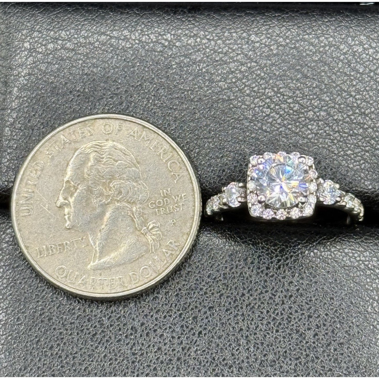 EUC Sterling Silver Cubic Zirconia Engagement Ring Size 6.00 P5