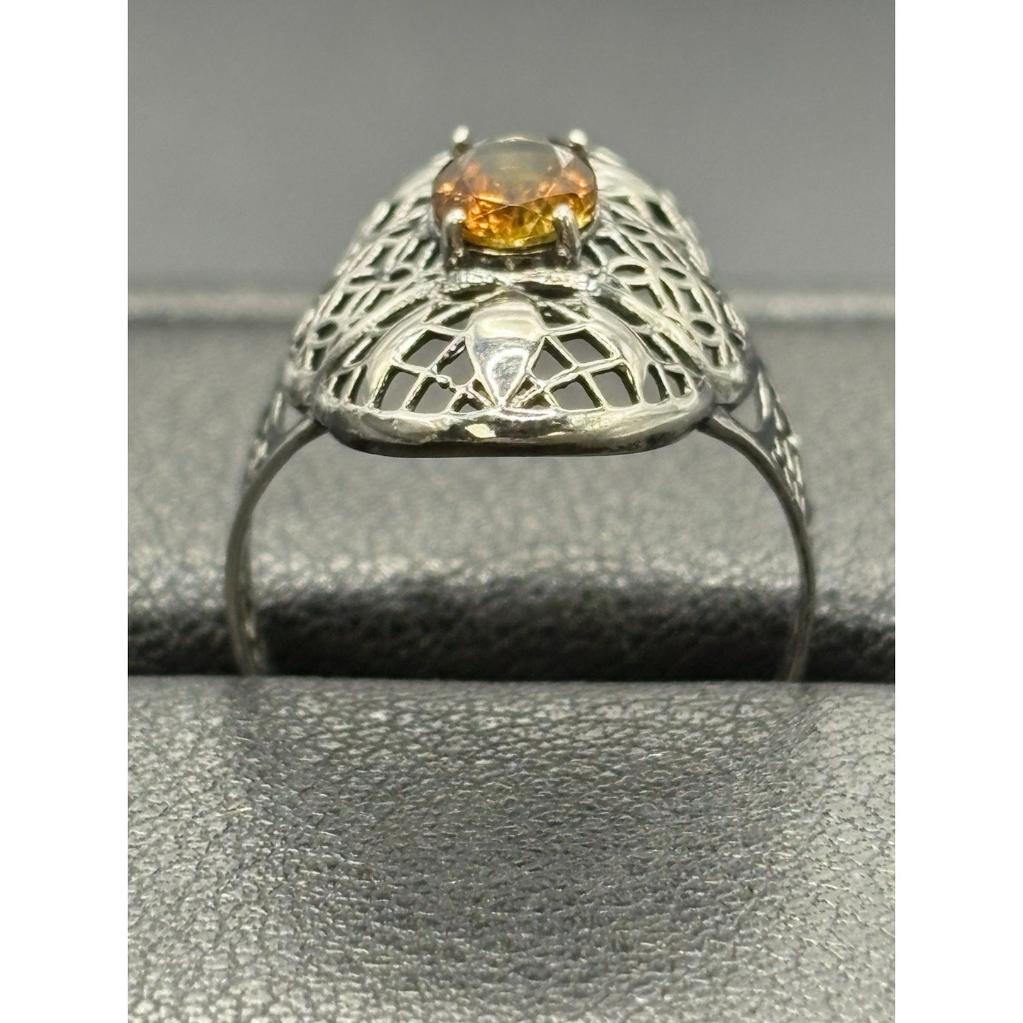 New Condition Sterling Silver Genuine Golden Tourmaline Size 7 Filigree