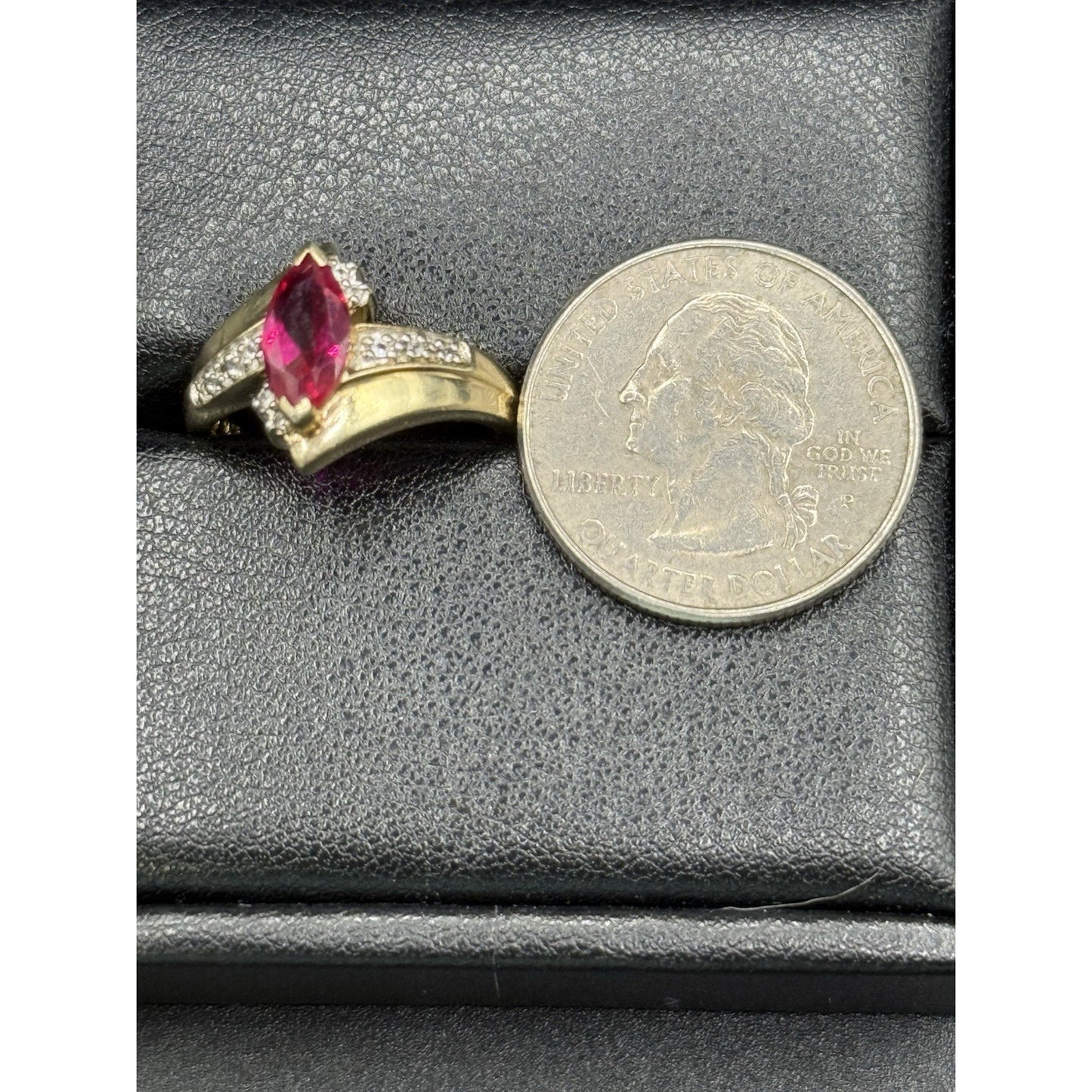 Gold Sterling Silver Lab Ruby Ring Size 6.75 Topaz W8