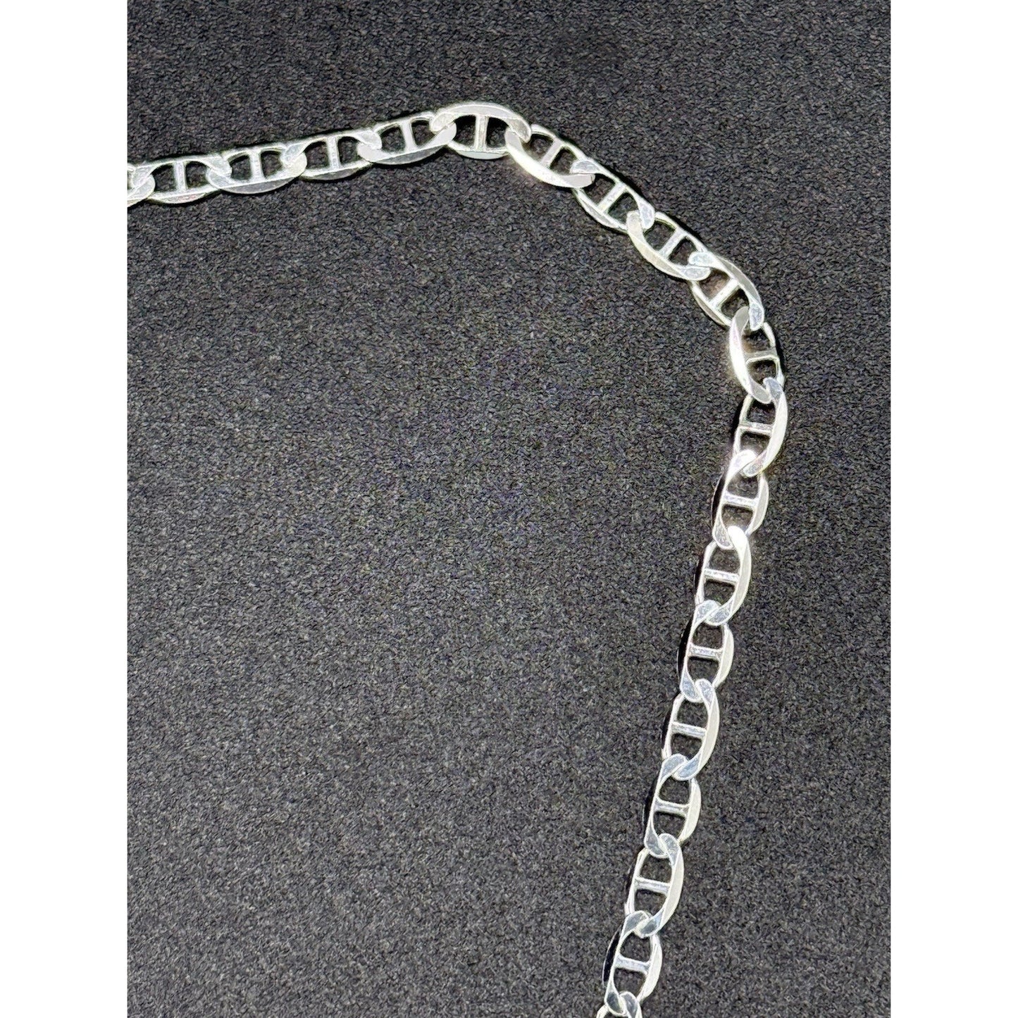 New Condition 18” Sterling Silver Flat Marina Chain Necklace 3.50MM 6 Grams
