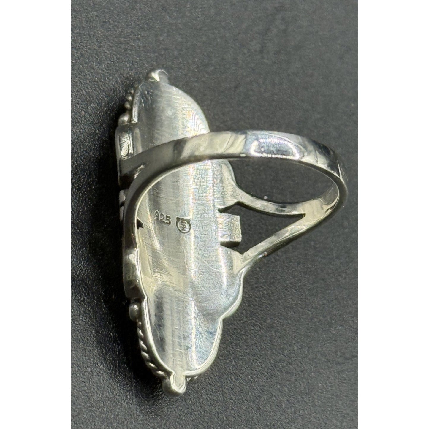 New Condition Sterling Silver Art Deco Turquoise Ring Size 8.00 925
