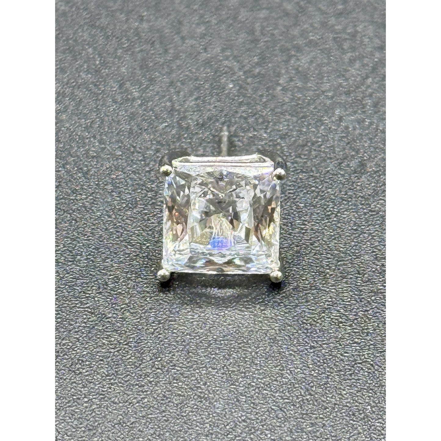 Sterling Silver 8MM Princess Cut Cubic Zirconia Stud Earrings P3
