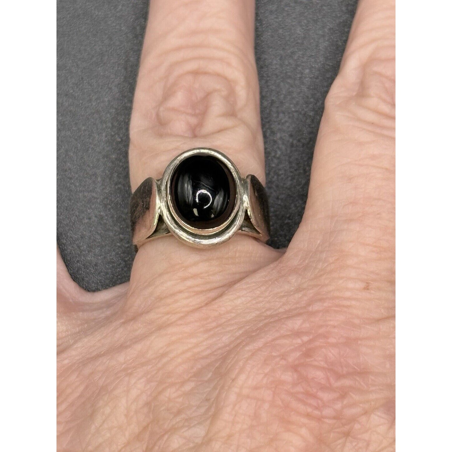 Vintage Sterling Silver Onyx Can Ring Size 7.00 M27