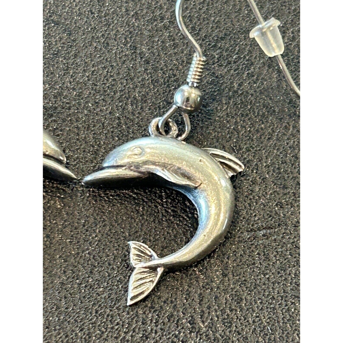 Vintage Sterling Silver Dolphin Dangle Earrings 925 K29