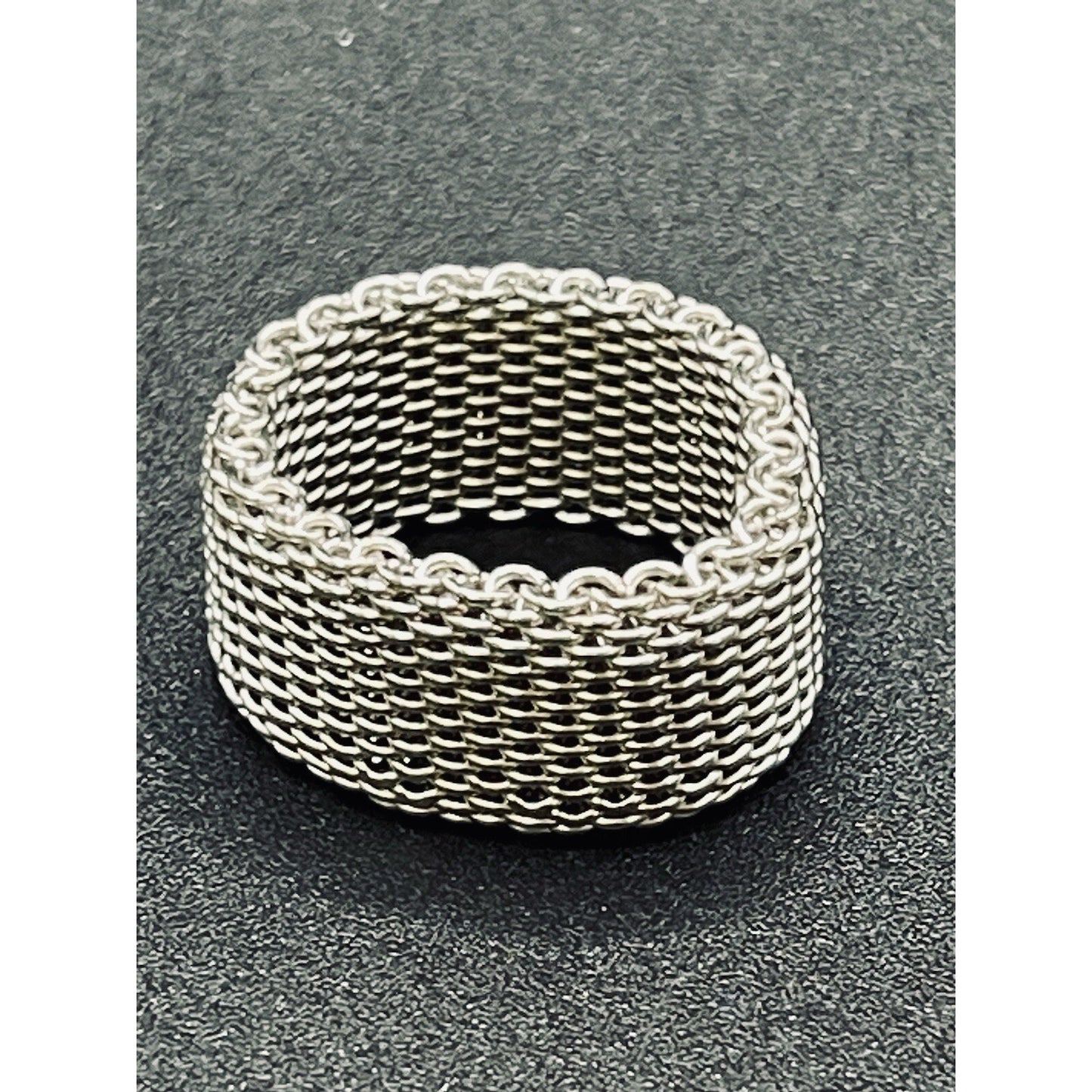 New Condition Sterling Silver Mesh Ring Size 5.00