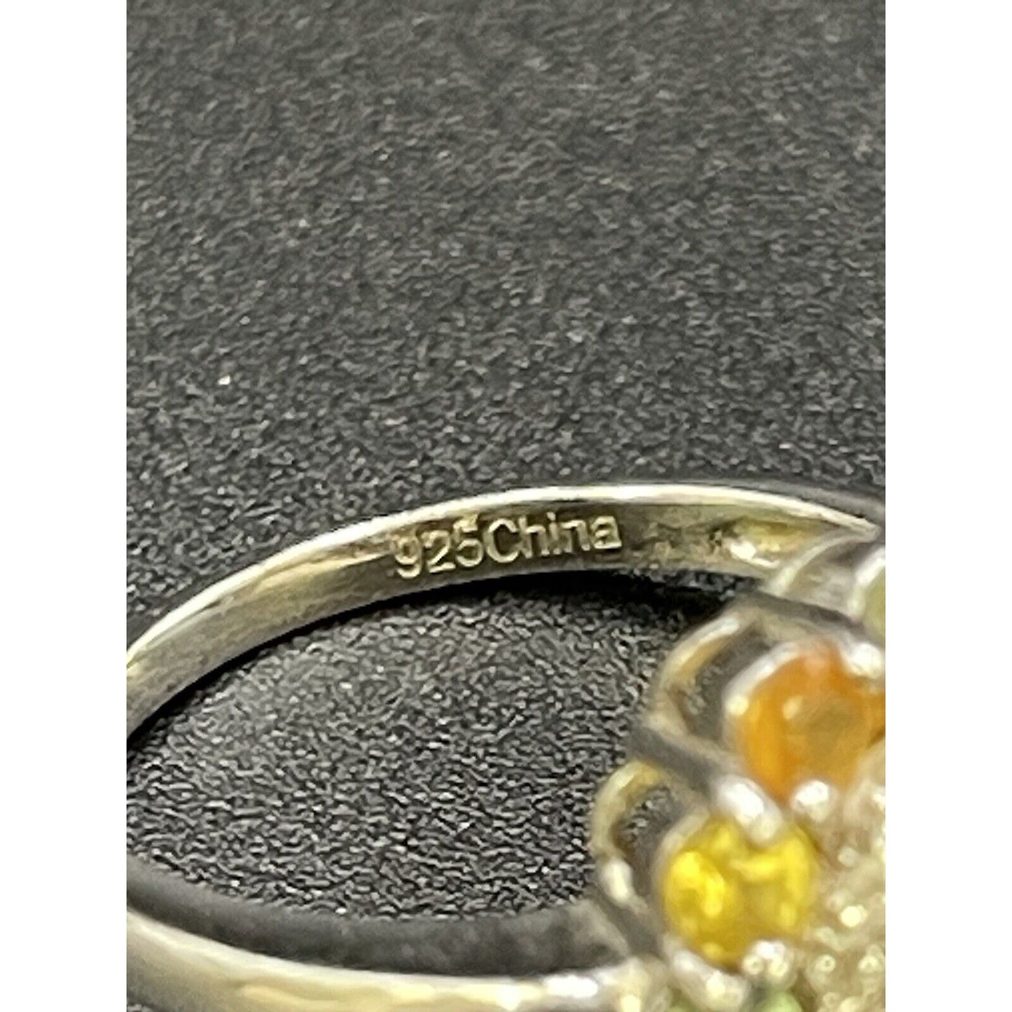 Sterling Silver Genuine Gemstone Ring Size 7.75 925 K18