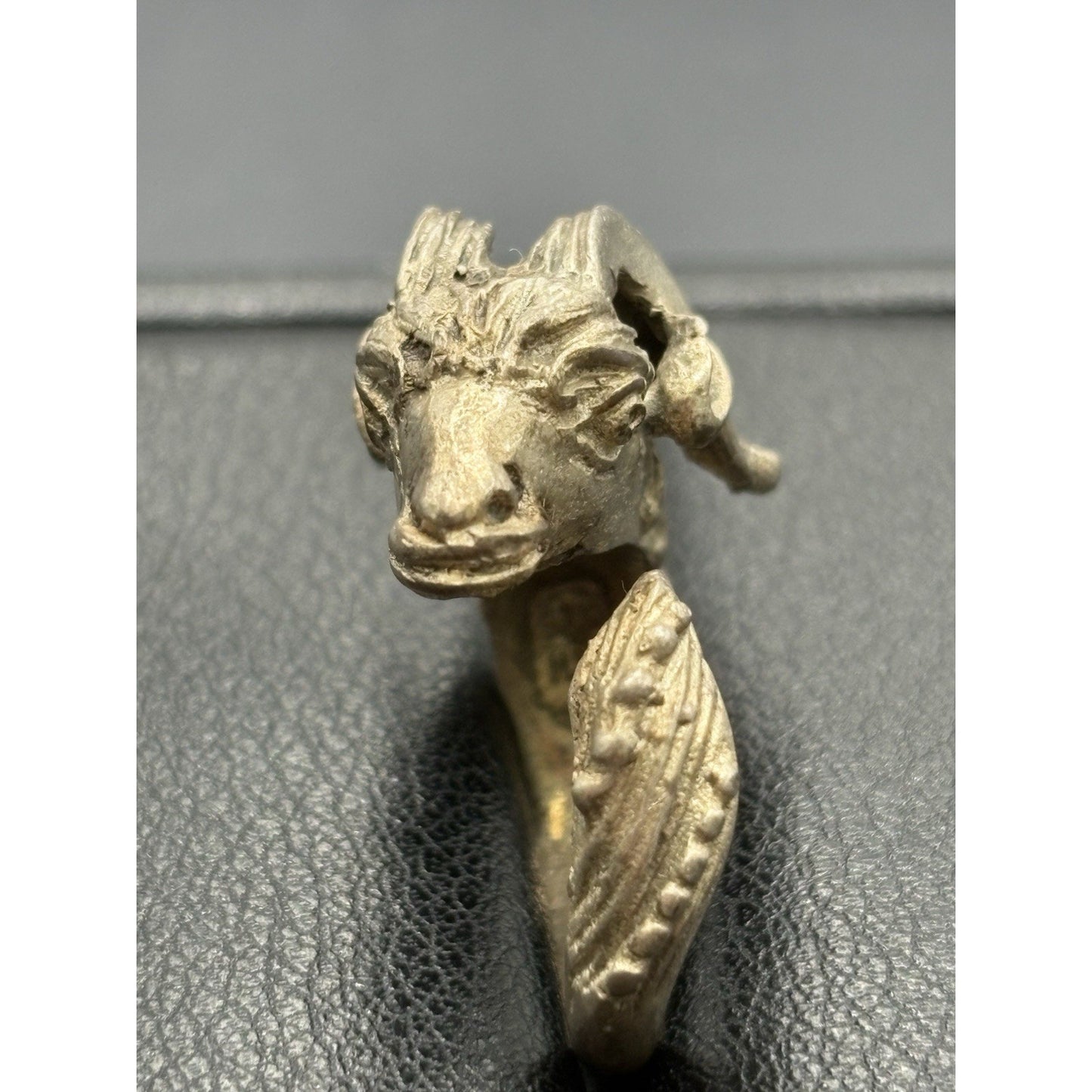 Vintage Sterling Silver Ram’s Head Ring Size 7 Adjustable 8 Grams W18