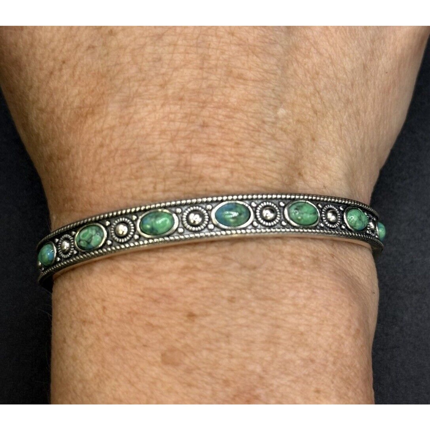 New Condition 7” Sterling Silver Genuine Turquoise Cuff Bracelet