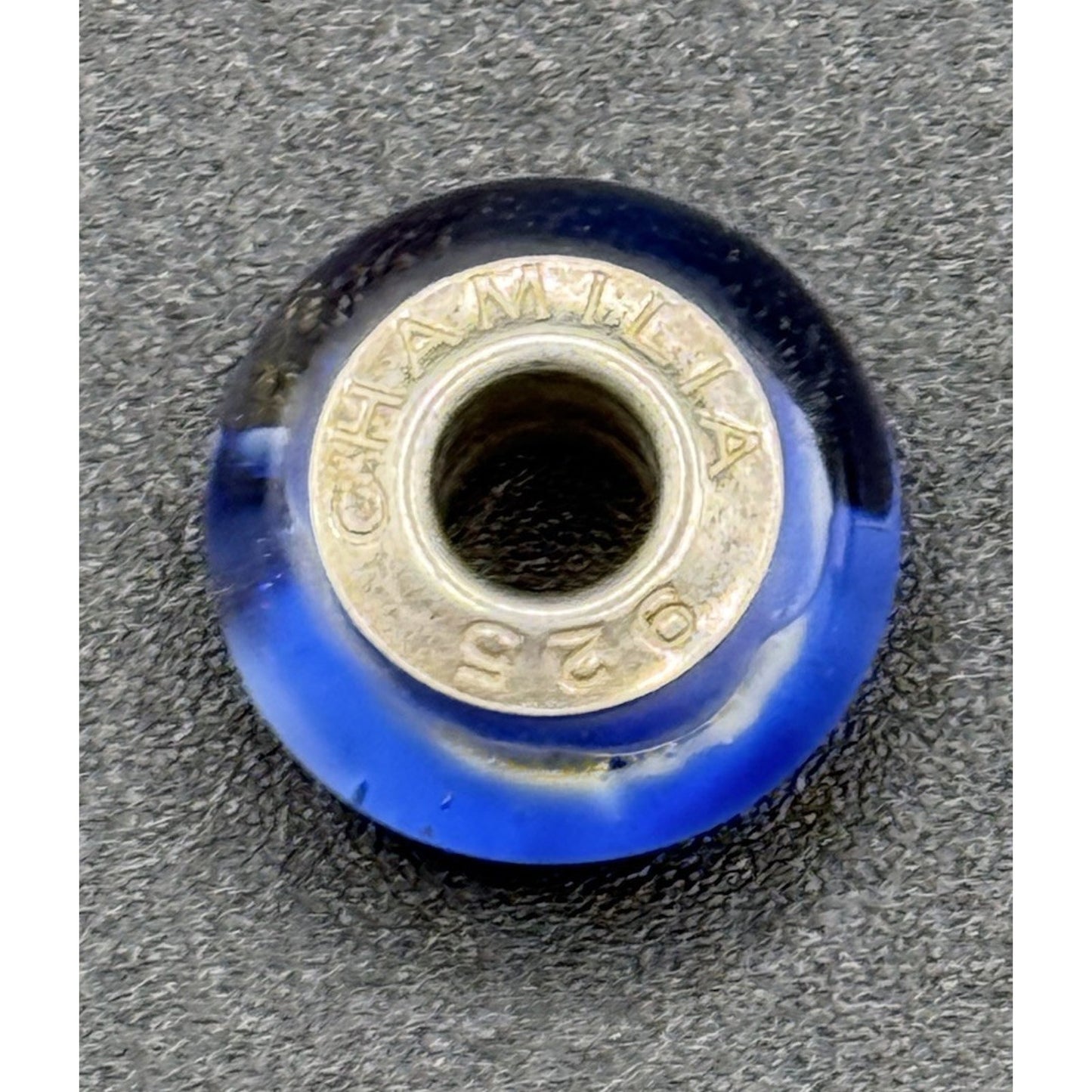 Camilla Sterling Silver Blue Shimmering Gold Murano Glass Charm P18