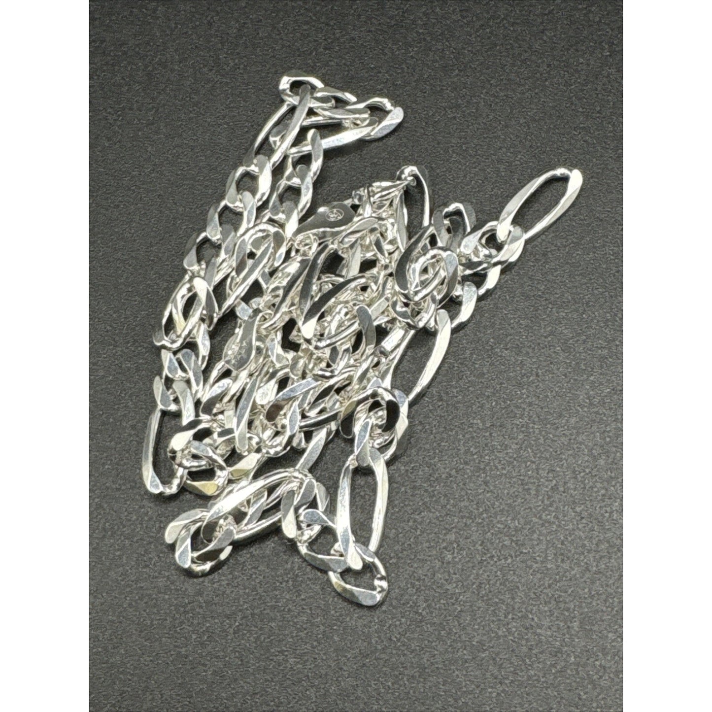 New Condition 22" Sterling Silver Figaro Curb Link Chain Necklace 6mm 23g 925