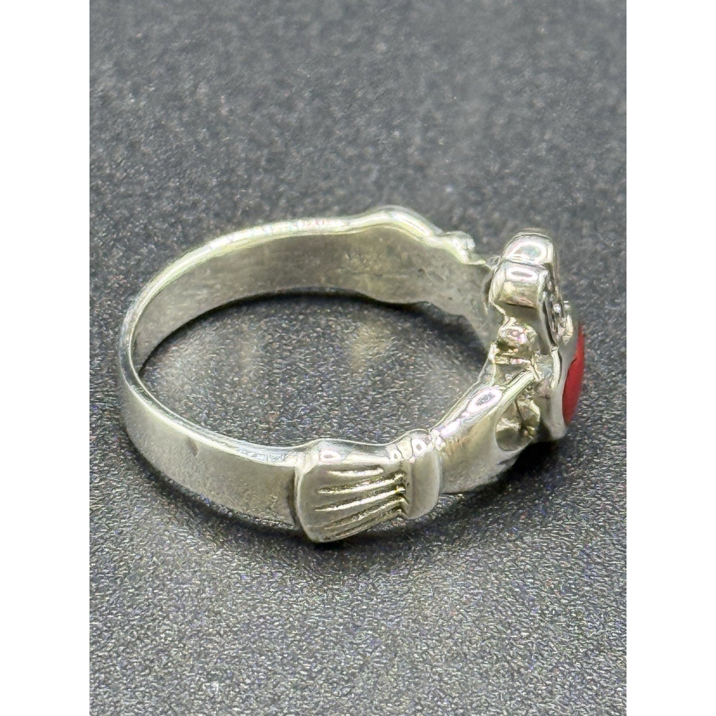 New Condition Sterling Silver Jasper Chaddaugh Ring Size 7.00