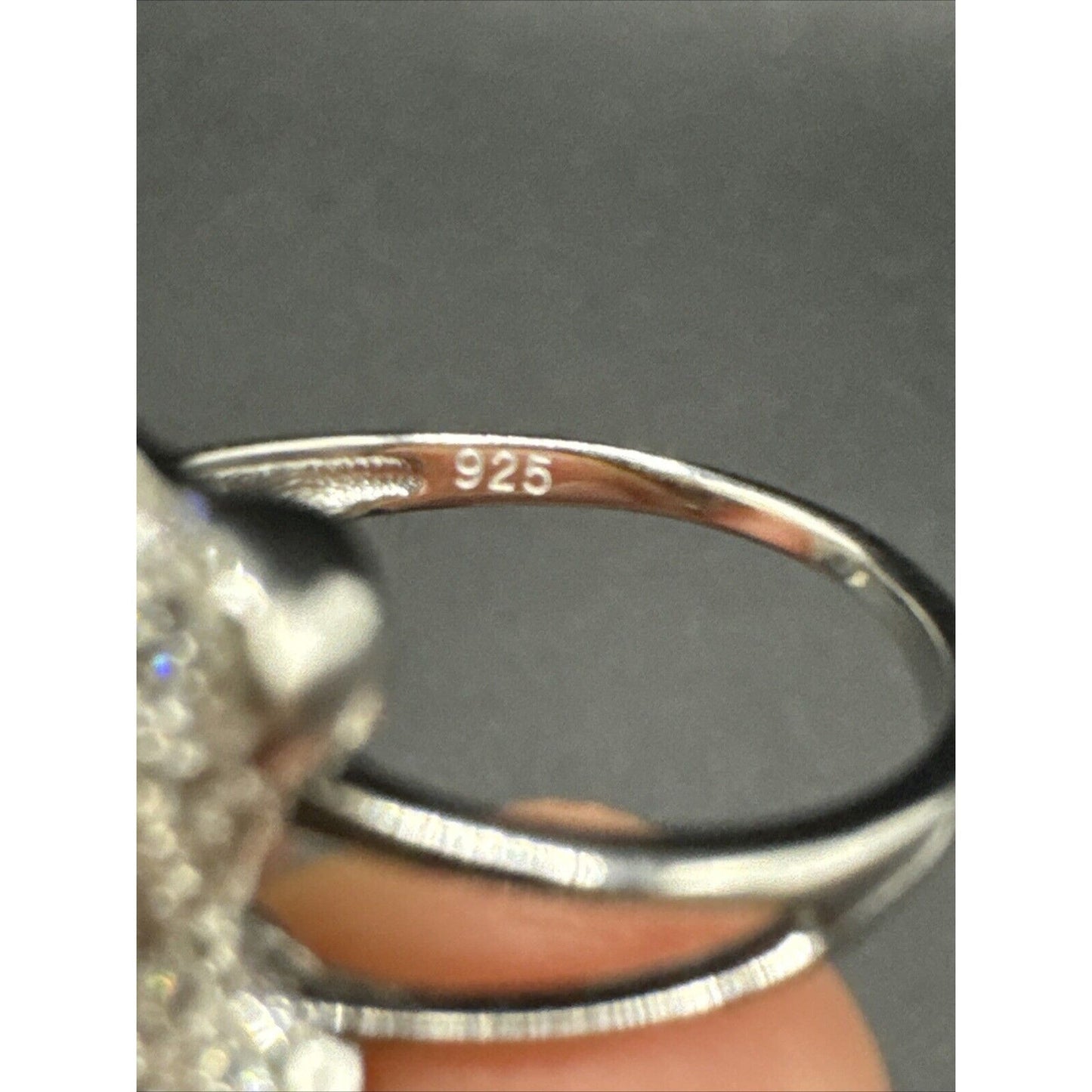 New Condition Sterling Silver CZ Encrusted Teddy Bear Ring 925 Size 7