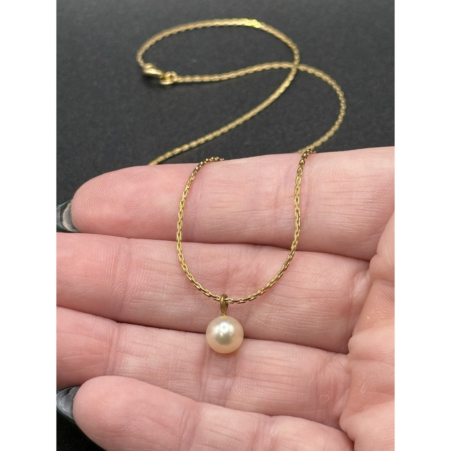 12k Gold Filled 18” Genuine Pearl Pendant Necklace 925 P3