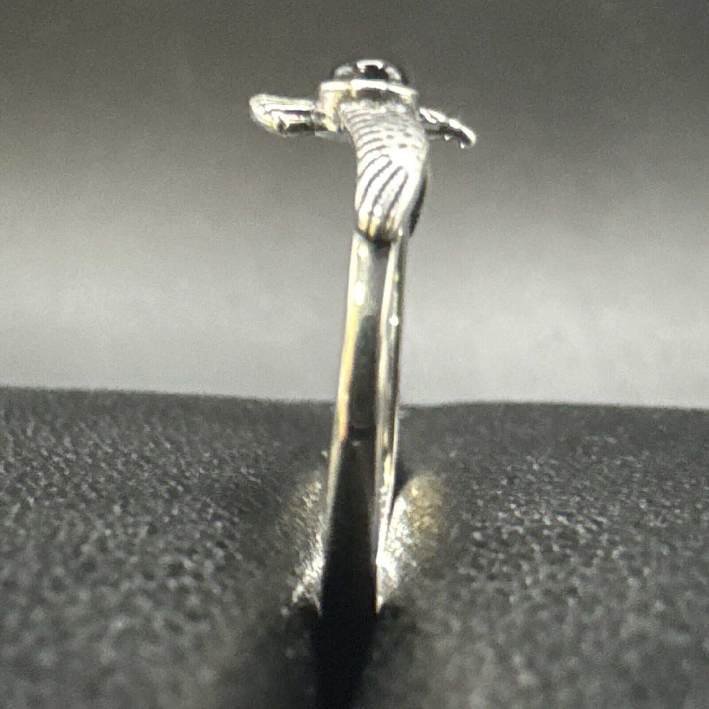 New Condition Sterling Silver Onyx Thunderbird Ring 925 Size 6.5