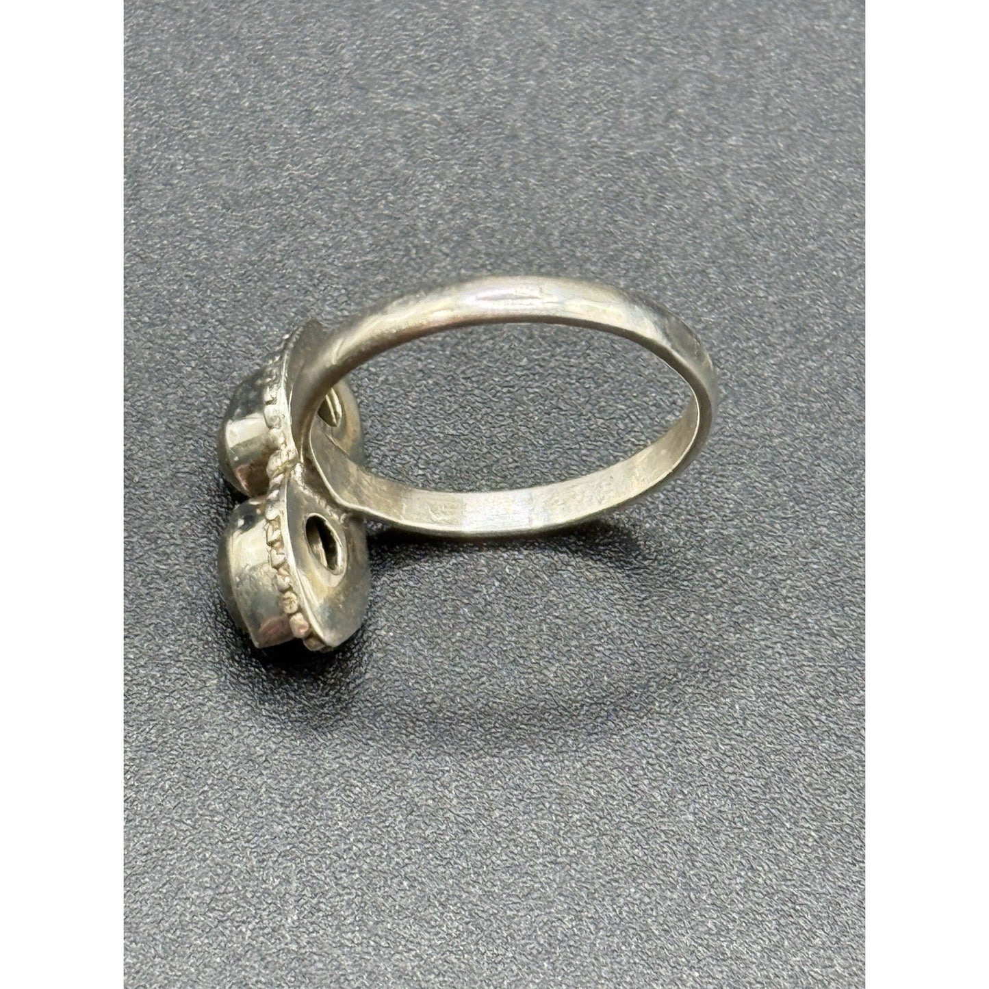 EUC Sterling Silver Double Labroadorite Ring Size 7.50 Q24