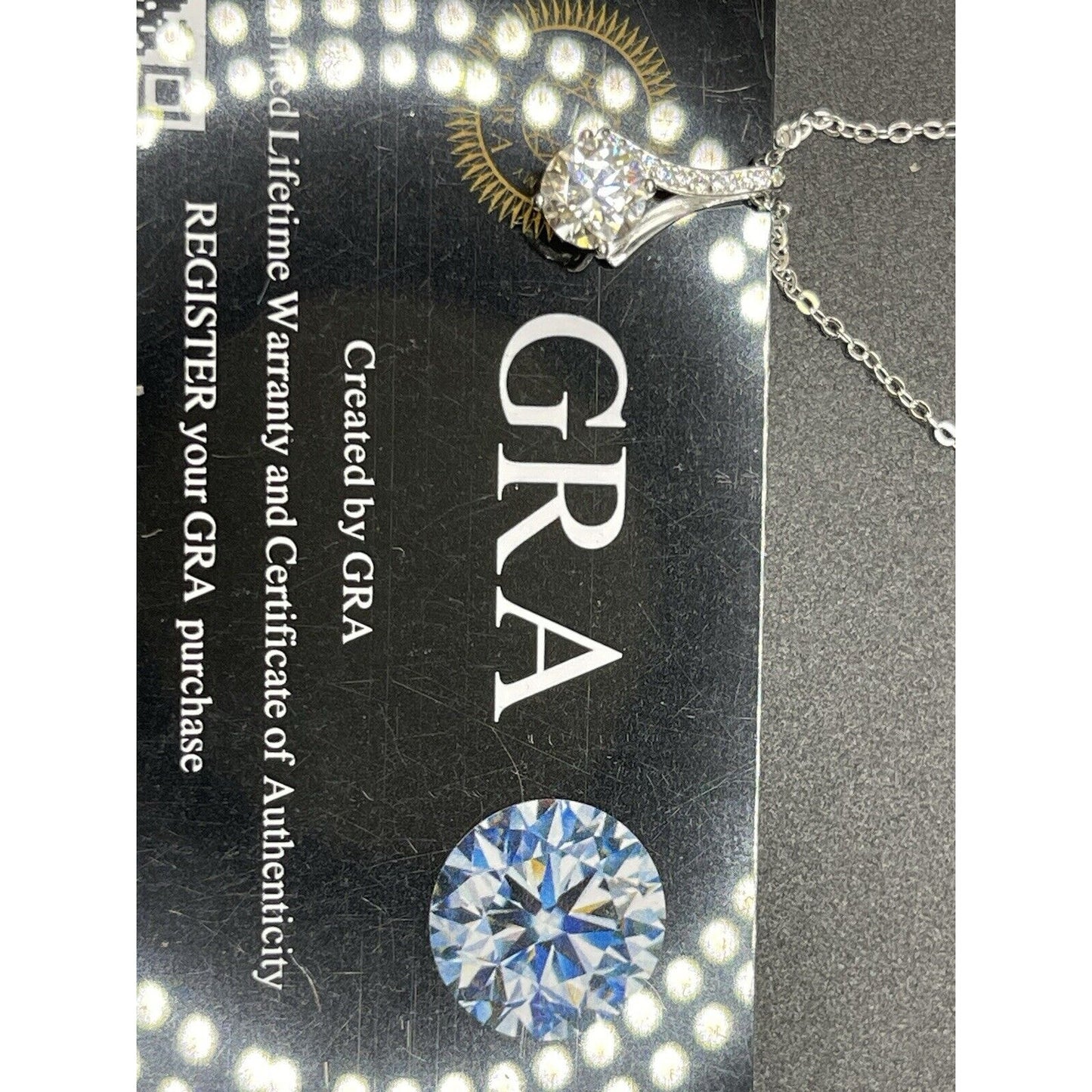 New Condition 18” Sterling Silver 1 Carat Moissanite Pendant Necklace GRA