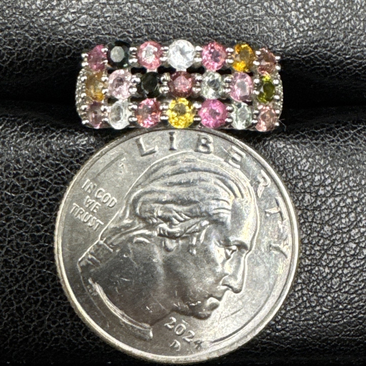EUC Sterling Silver Multi Spinel Band Ring 925 Size 6.75 N13