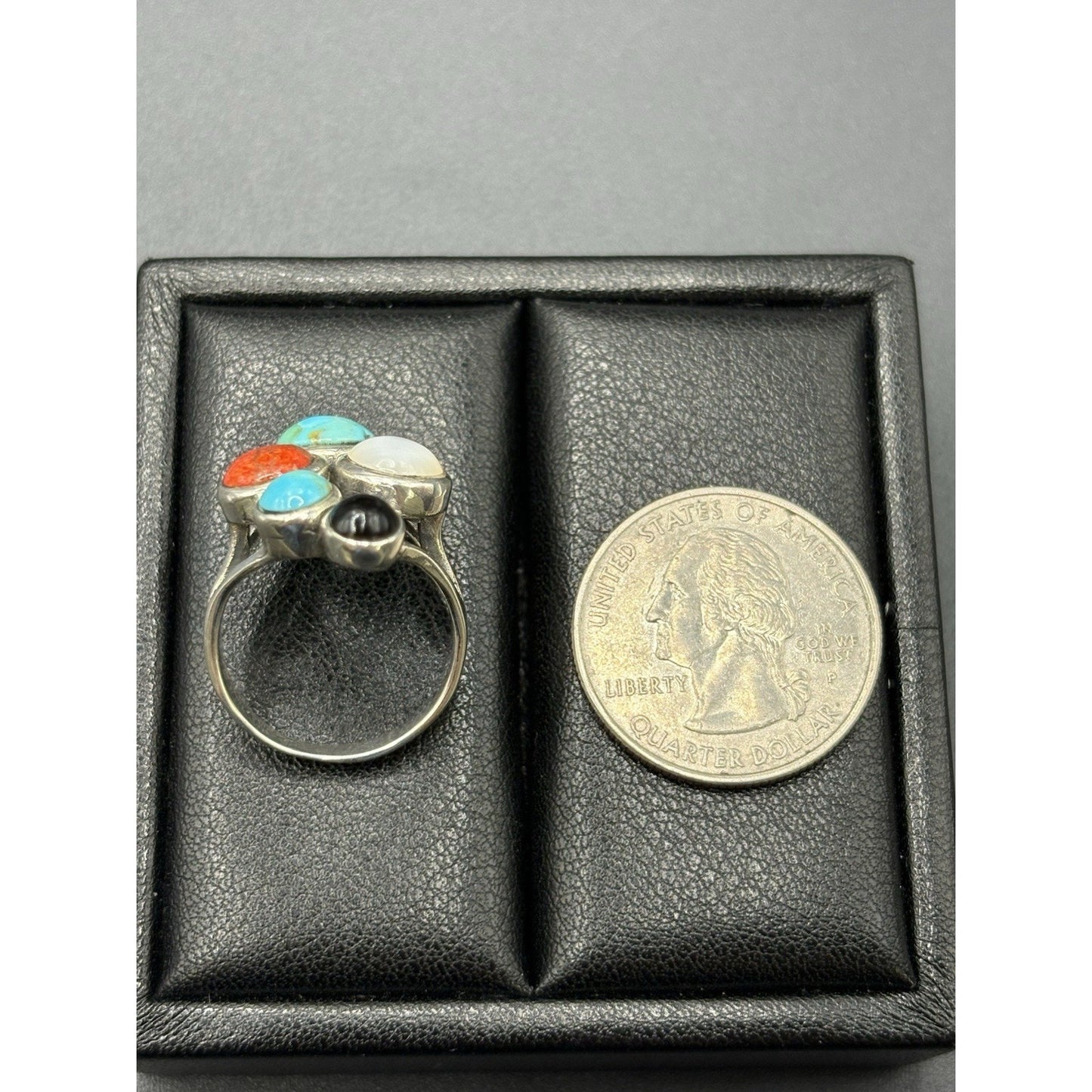 New Condition Sterling Silver Multi Gemstone Ring Size 7