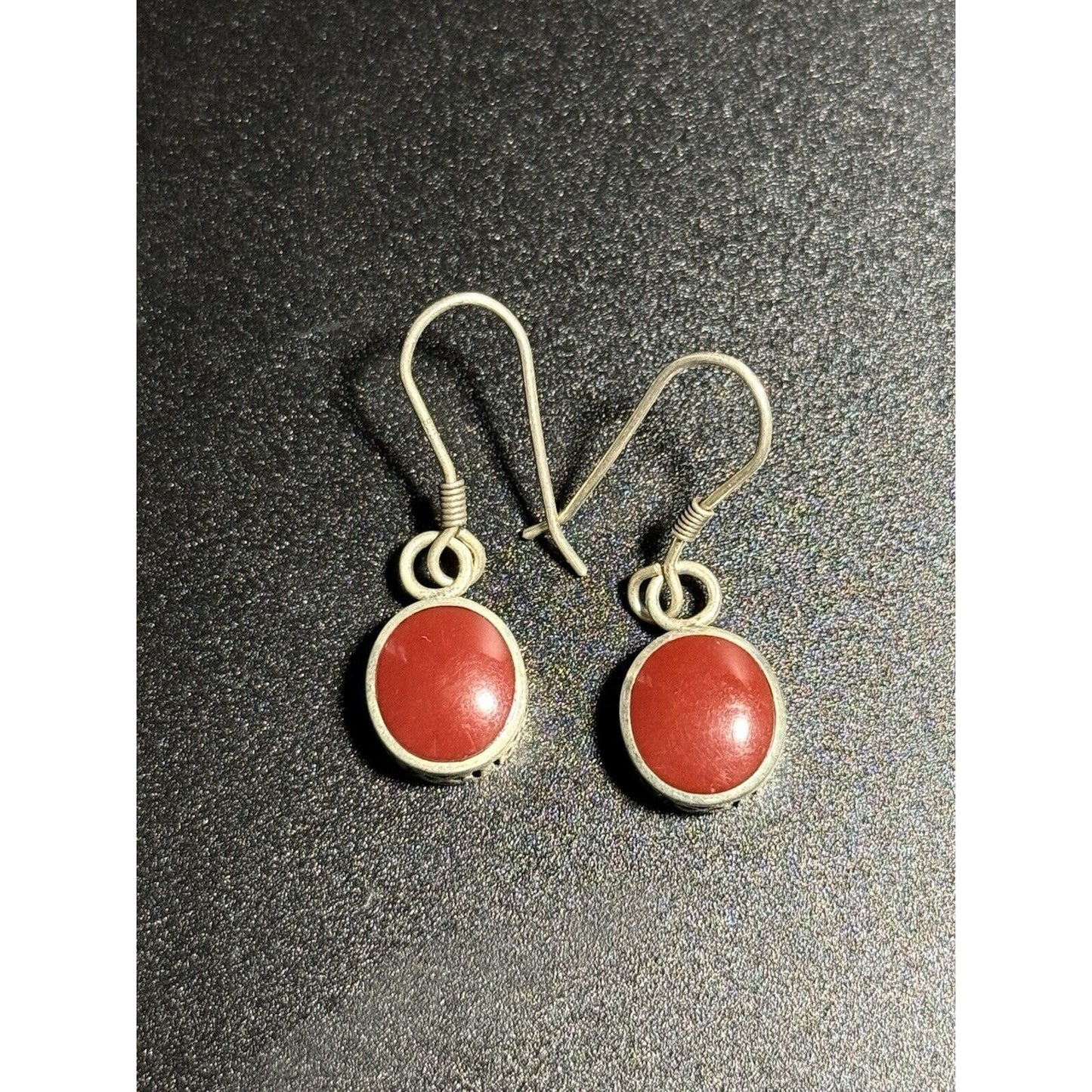 Sterling Silver Jasper Stone Dangle Earrings 925 M28