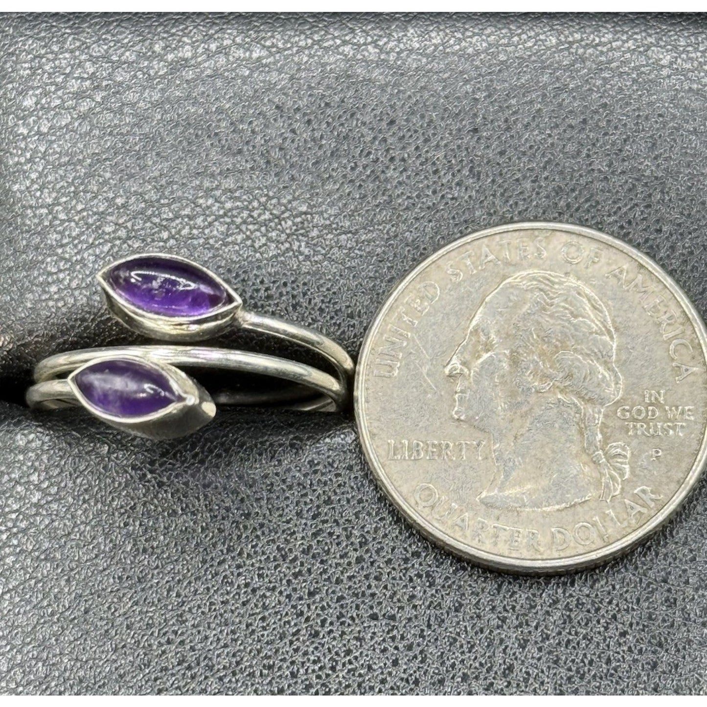 New Condition Sterling Silver Bypass Genuine Amethyst Ring Size 9.00 925 P19