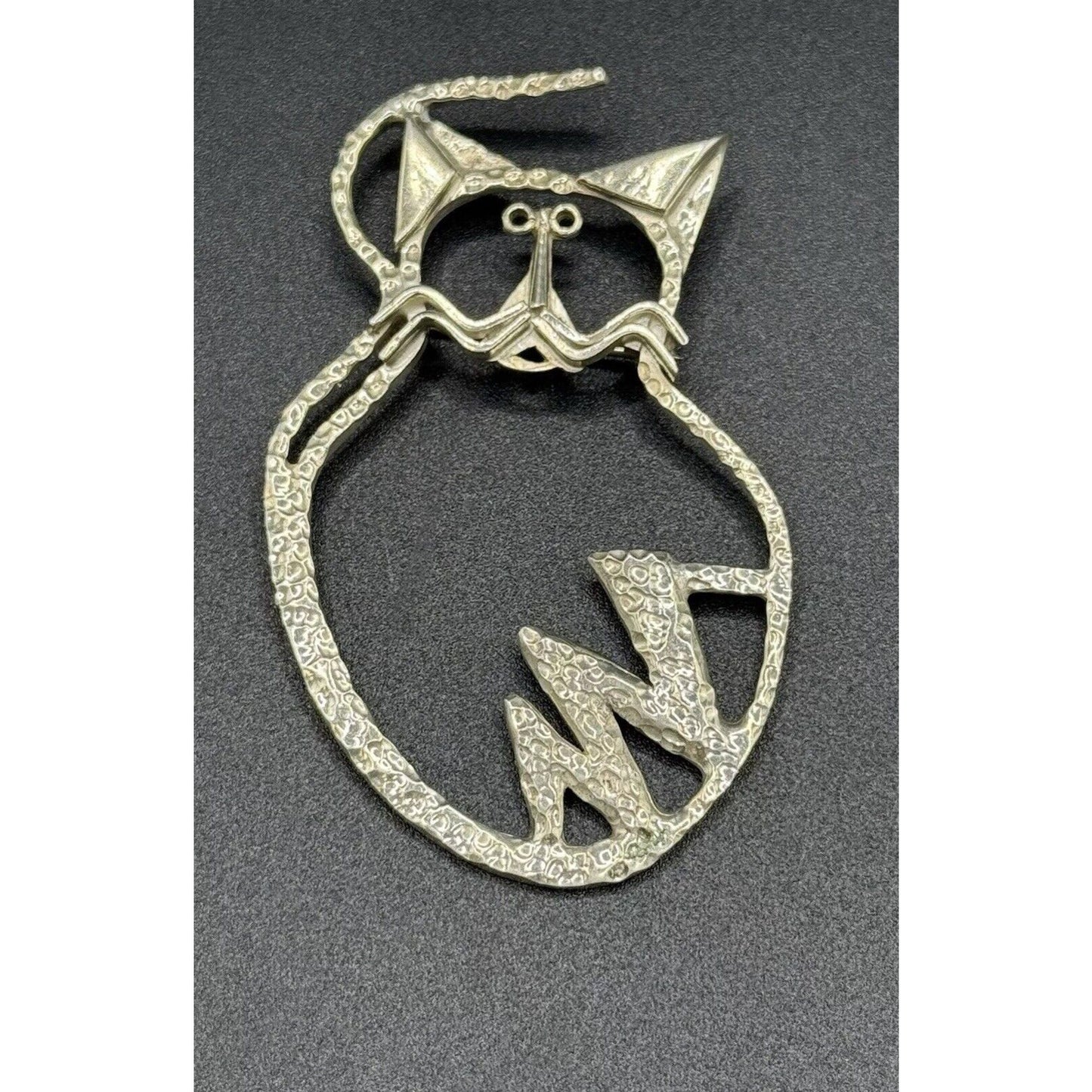 Vintage Taxco Sterling Silver Cat Brooch Pin Signed 17 Grams M27