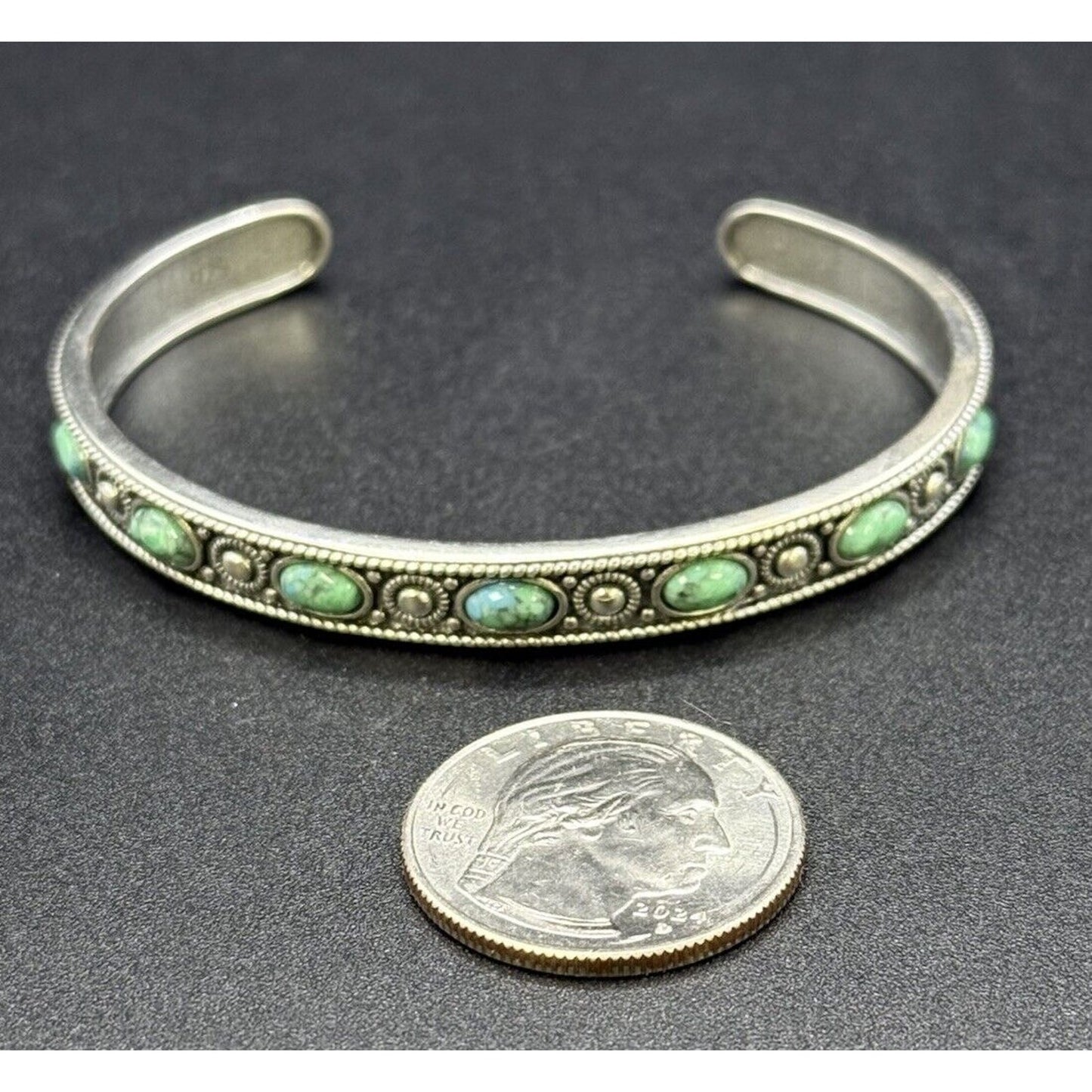 New Condition 7” Sterling Silver Genuine Turquoise Cuff Bracelet