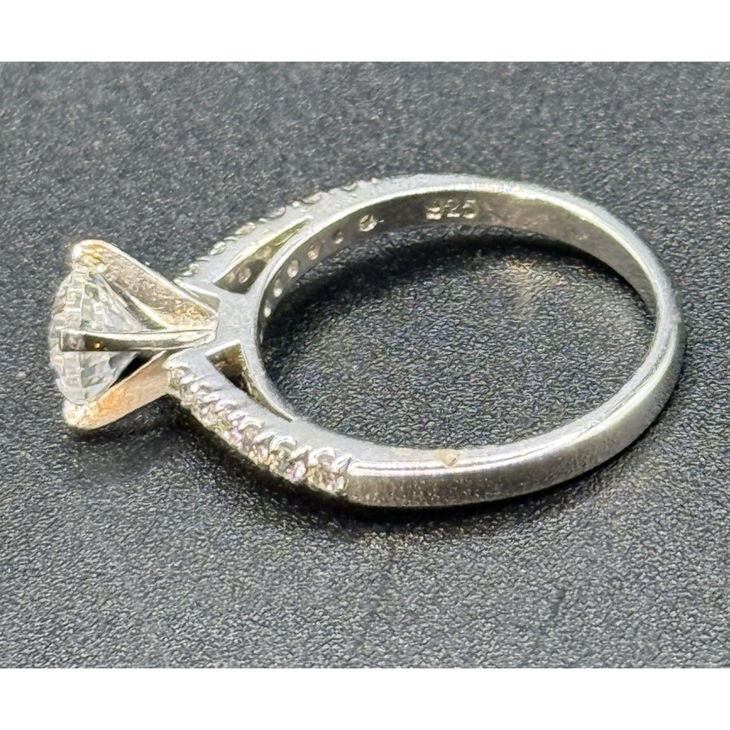 EUC Sterling Silver Cubic Zirconia Engagement Ring Size 6.50 P5